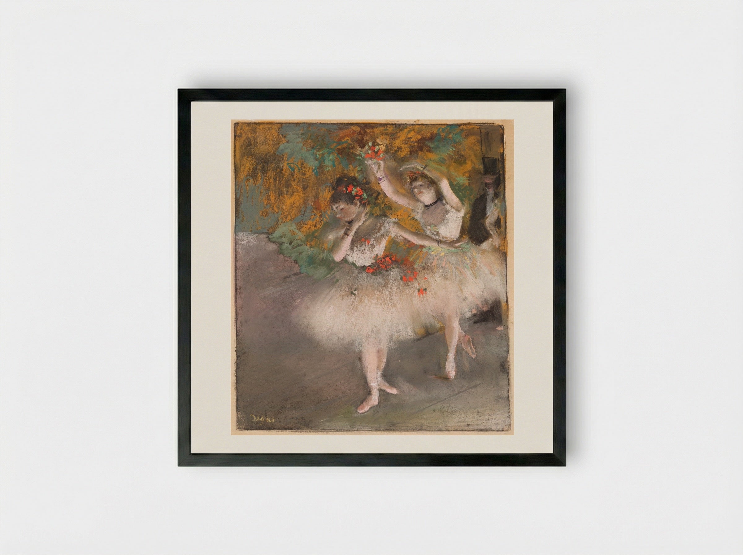 Two Dancers Entering the Stage - Hilaire-Germain-Edgar Degas - Framed Print Black