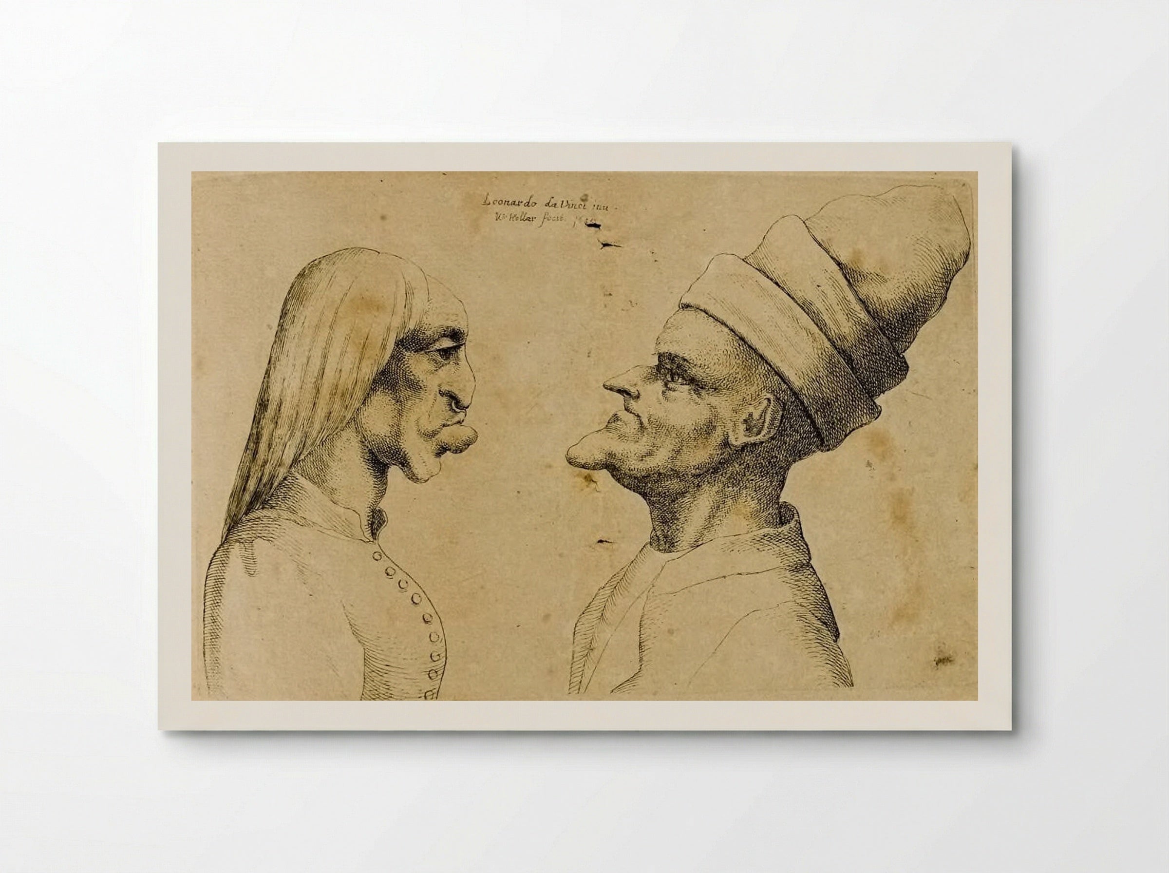 Two Deformed Heads Facing Each Other - Wenceslaus Hollar - Poster