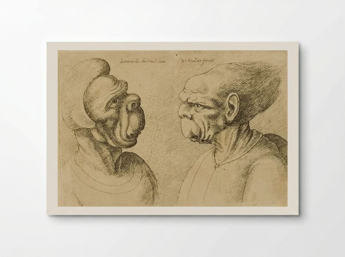Two Deformed Heads Facing Inward - Wenceslaus Hollar - Poster