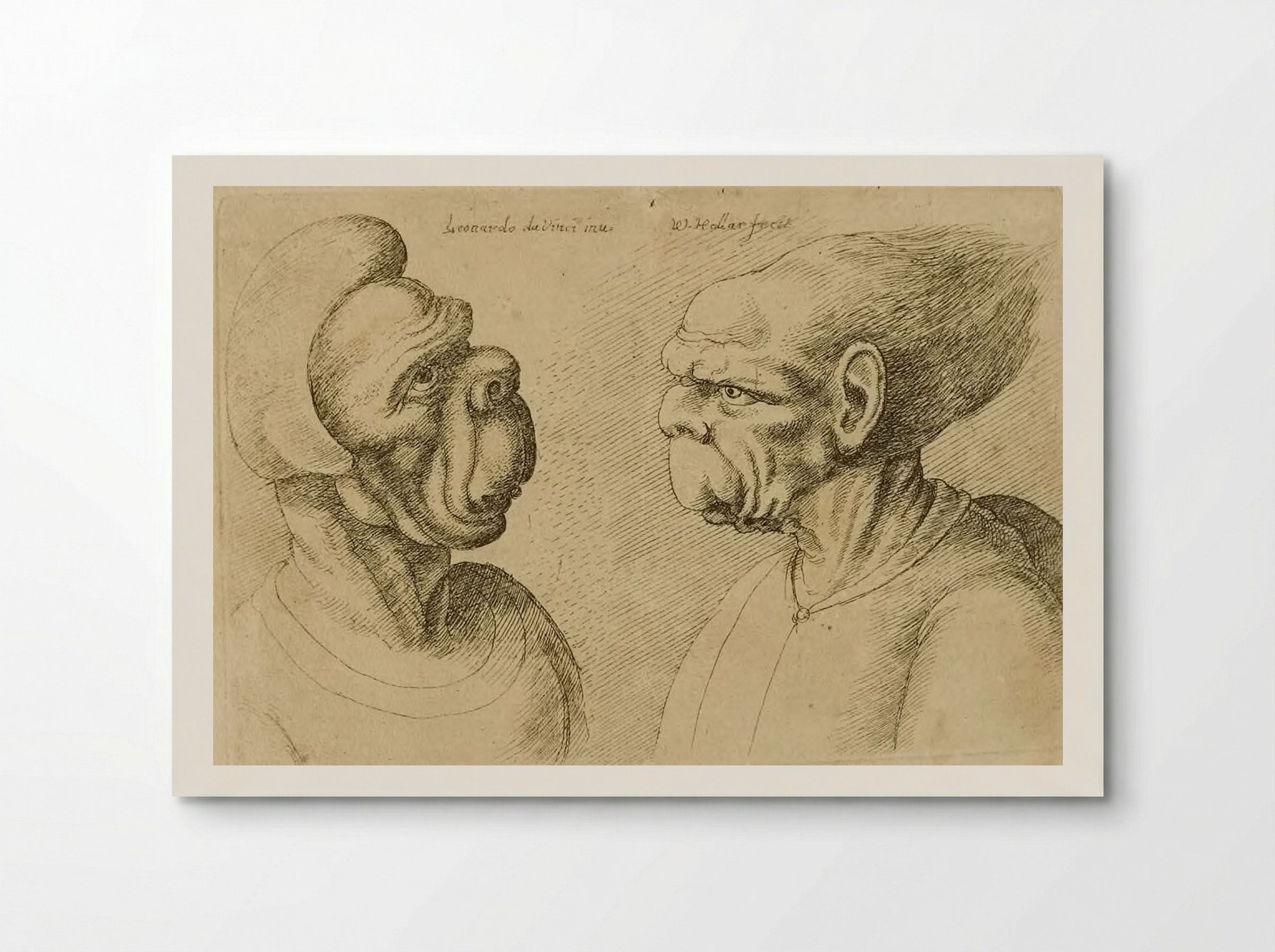 Two Deformed Heads Facing Inward - Wenceslaus Hollar - Poster