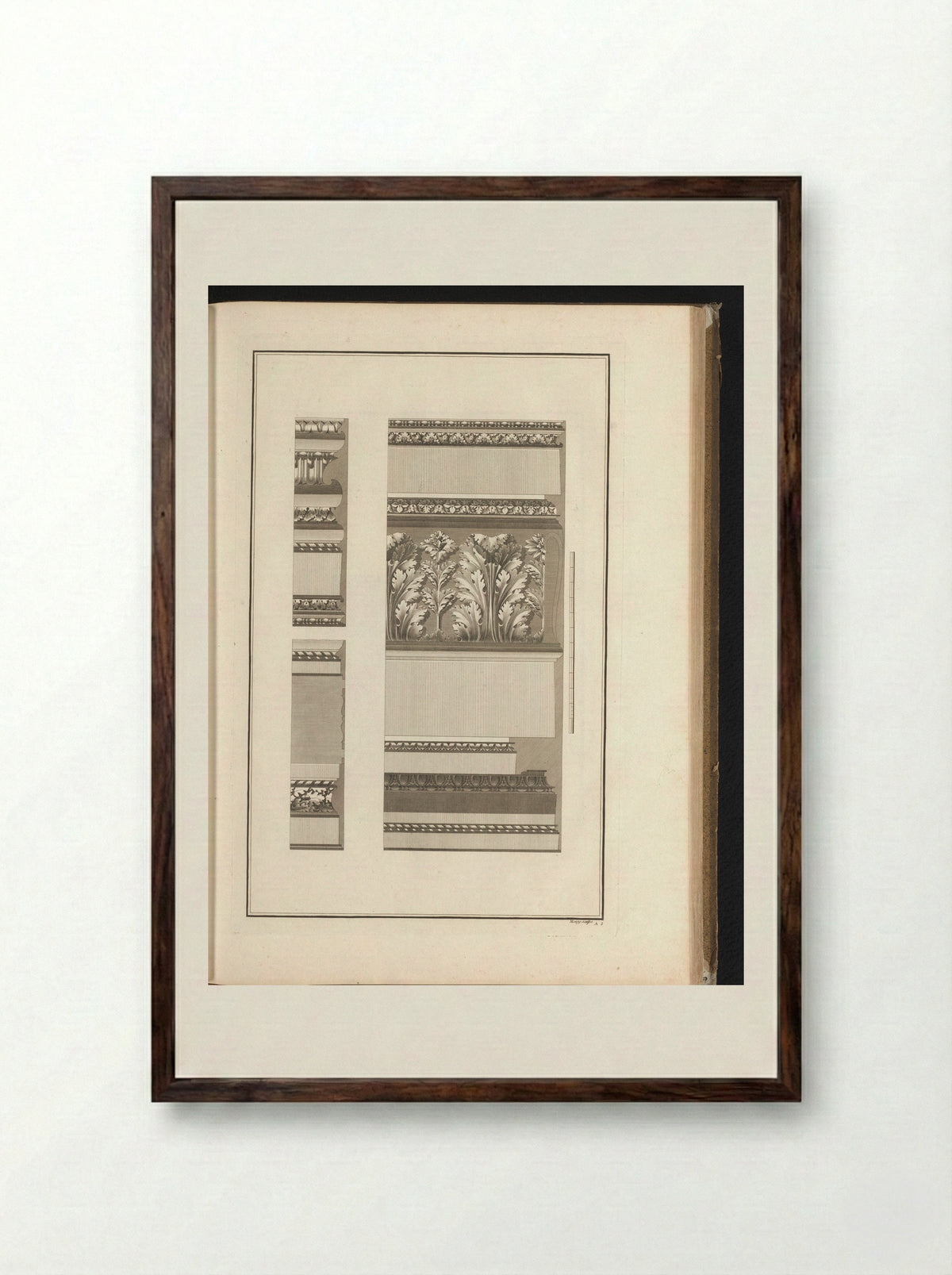 Two Designs for Architectural Ornaments - François Etienne Joubert - Framed Print Dark Wood