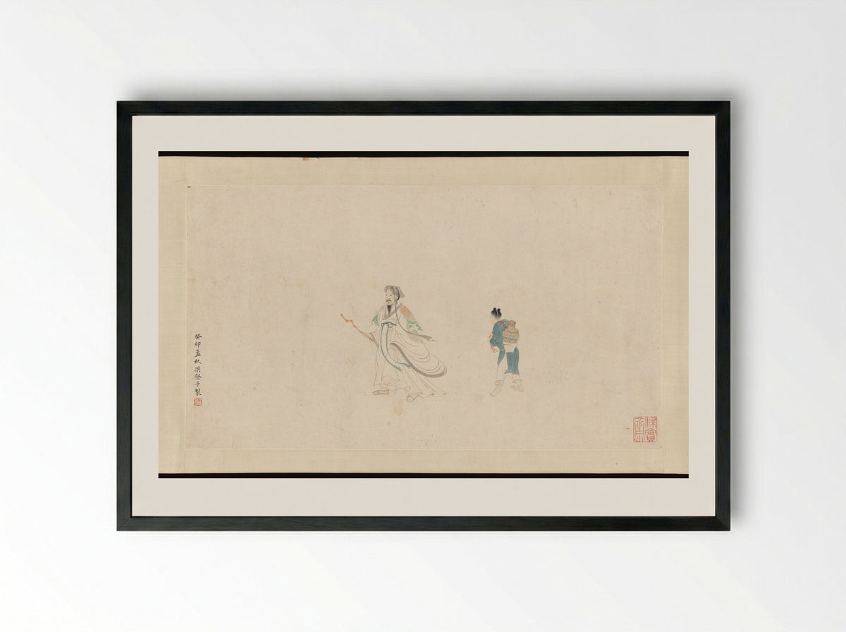 Two Figures (After Qiu Ying) - Liu Yanchong - Framed Print Black