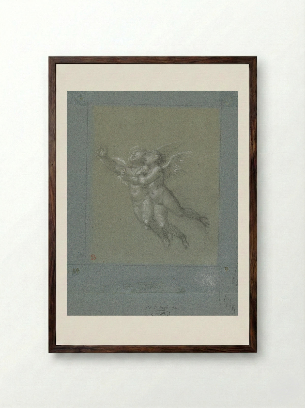 Two Flying Putti - Pierre-Paul Prud'hon - Framed Print Dark Wood