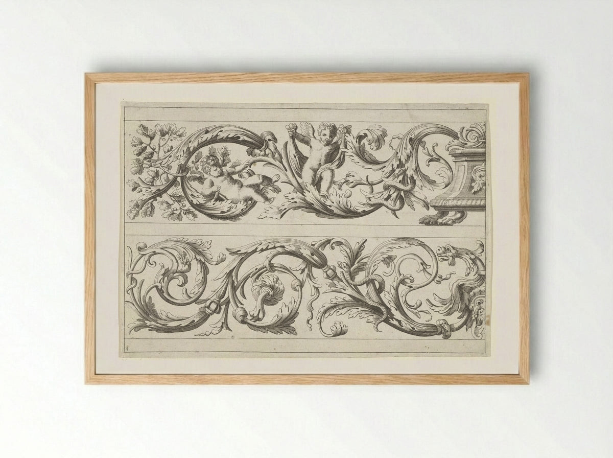 Two Friezes with Foliage - Jean Lepautre - Framed Print Wood