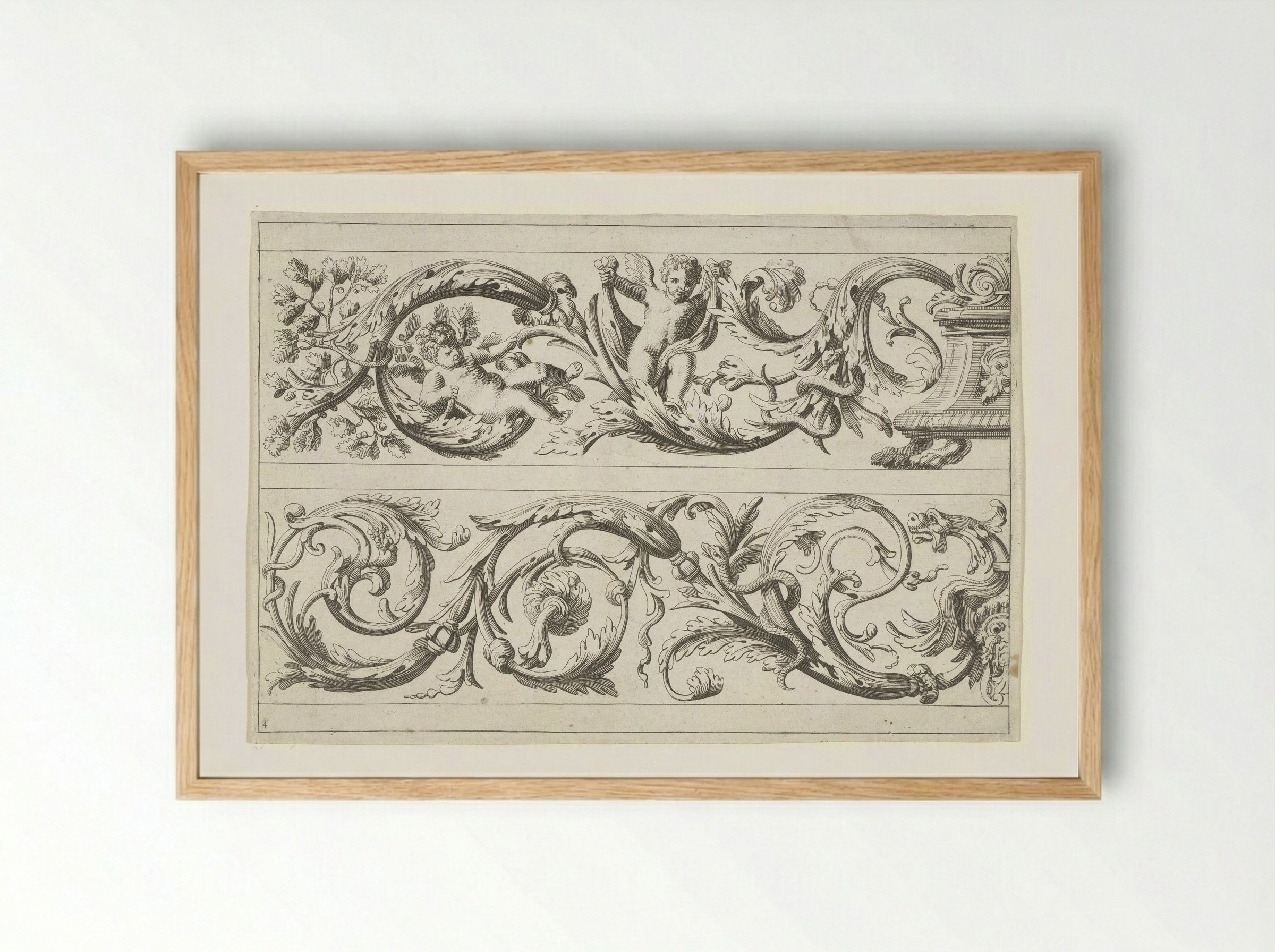 Two Friezes with Foliage - Jean Lepautre - Framed Print Wood