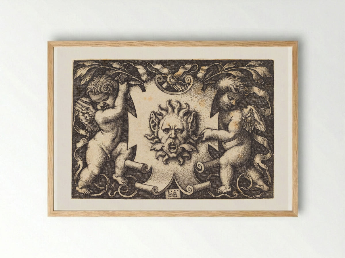Two Genii - Sebald Beham - Framed Print Wood