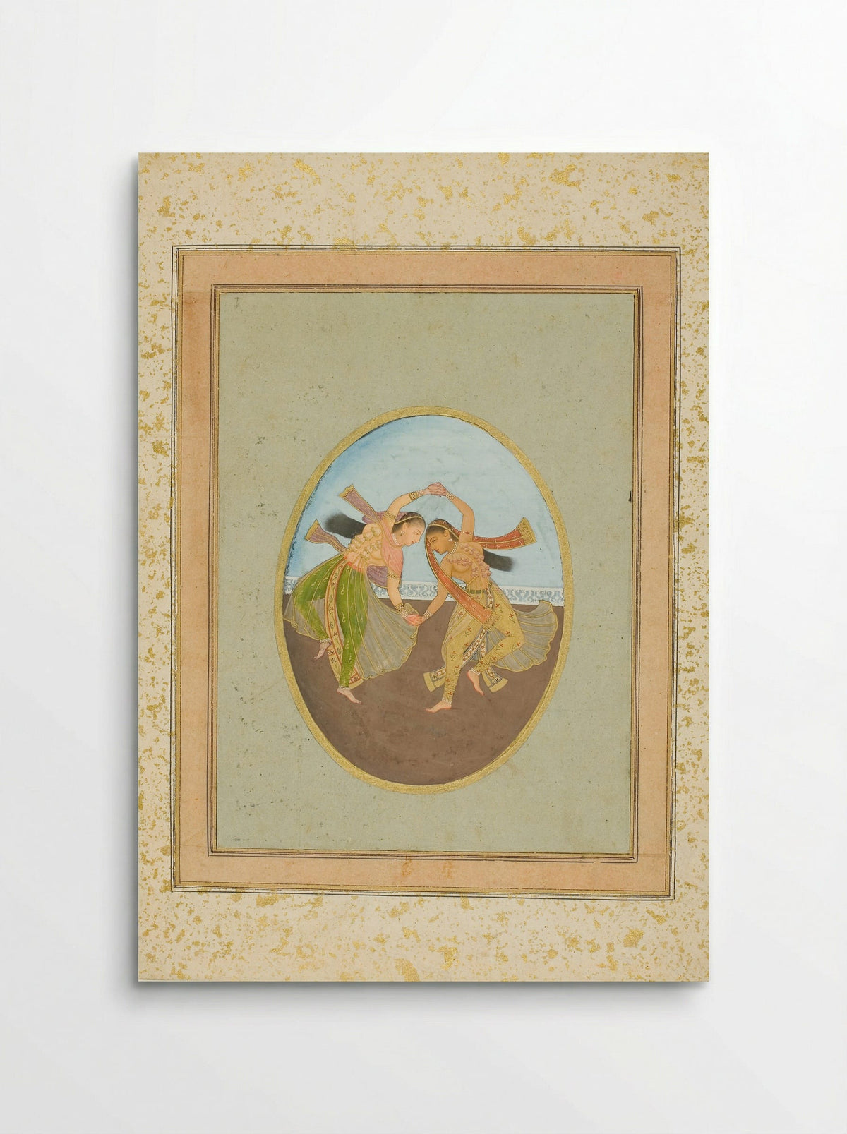 Two Girls Performing Kathak - Mughal School - Poster