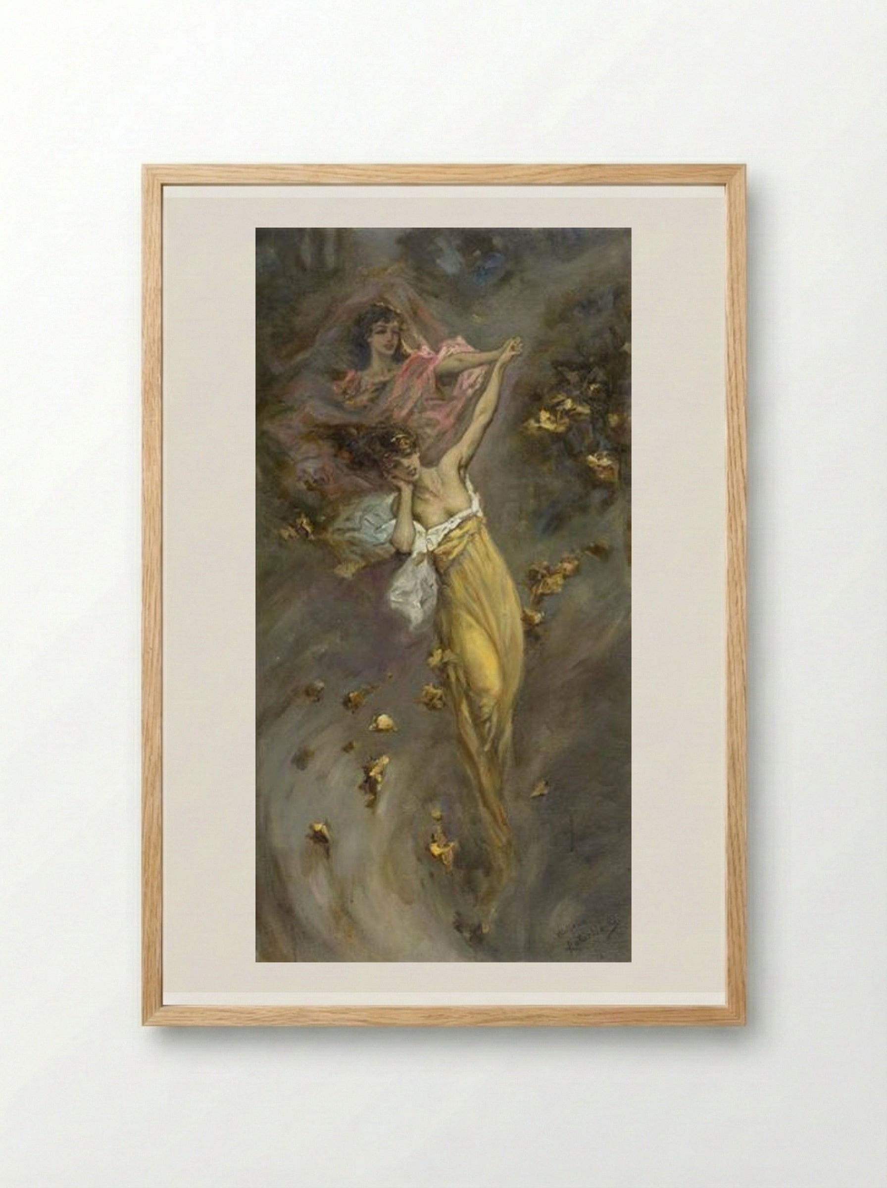 Two Girls in Yellow and Pink - Wilhelm Kotarbinski - Framed Print Wood