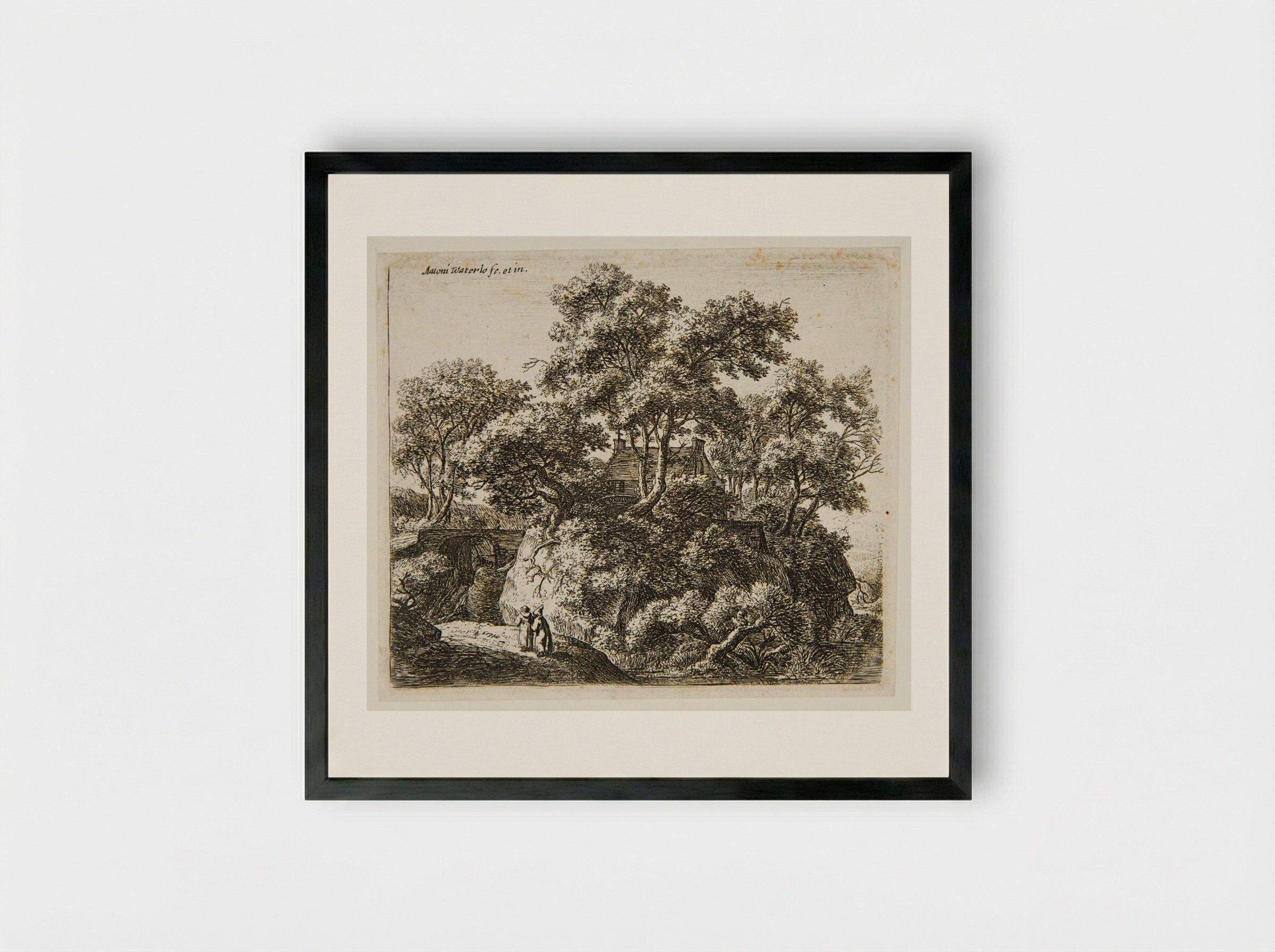 Two Hermits - Anthonie Waterloo - Framed Print Black