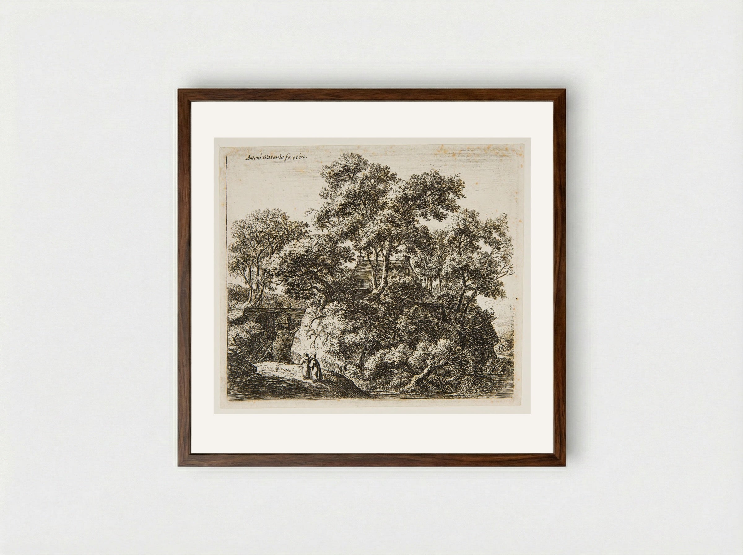 Two Hermits - Anthonie Waterloo - Framed Print Dark Wood