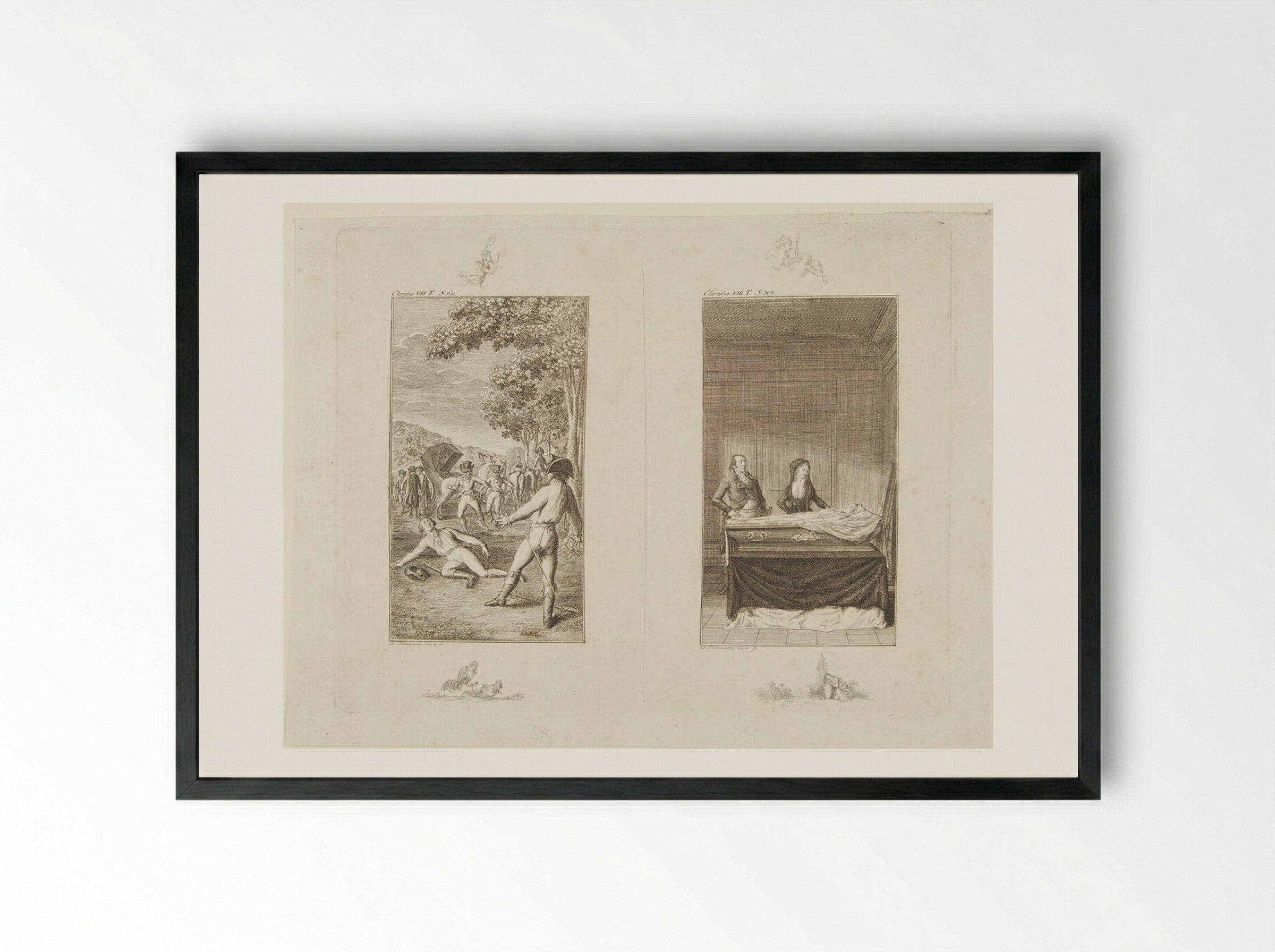 Two Illustrations for Samuel Richardson's 'Clarissa' - Daniel Nikolaus Chodowiecki - Framed Print Black