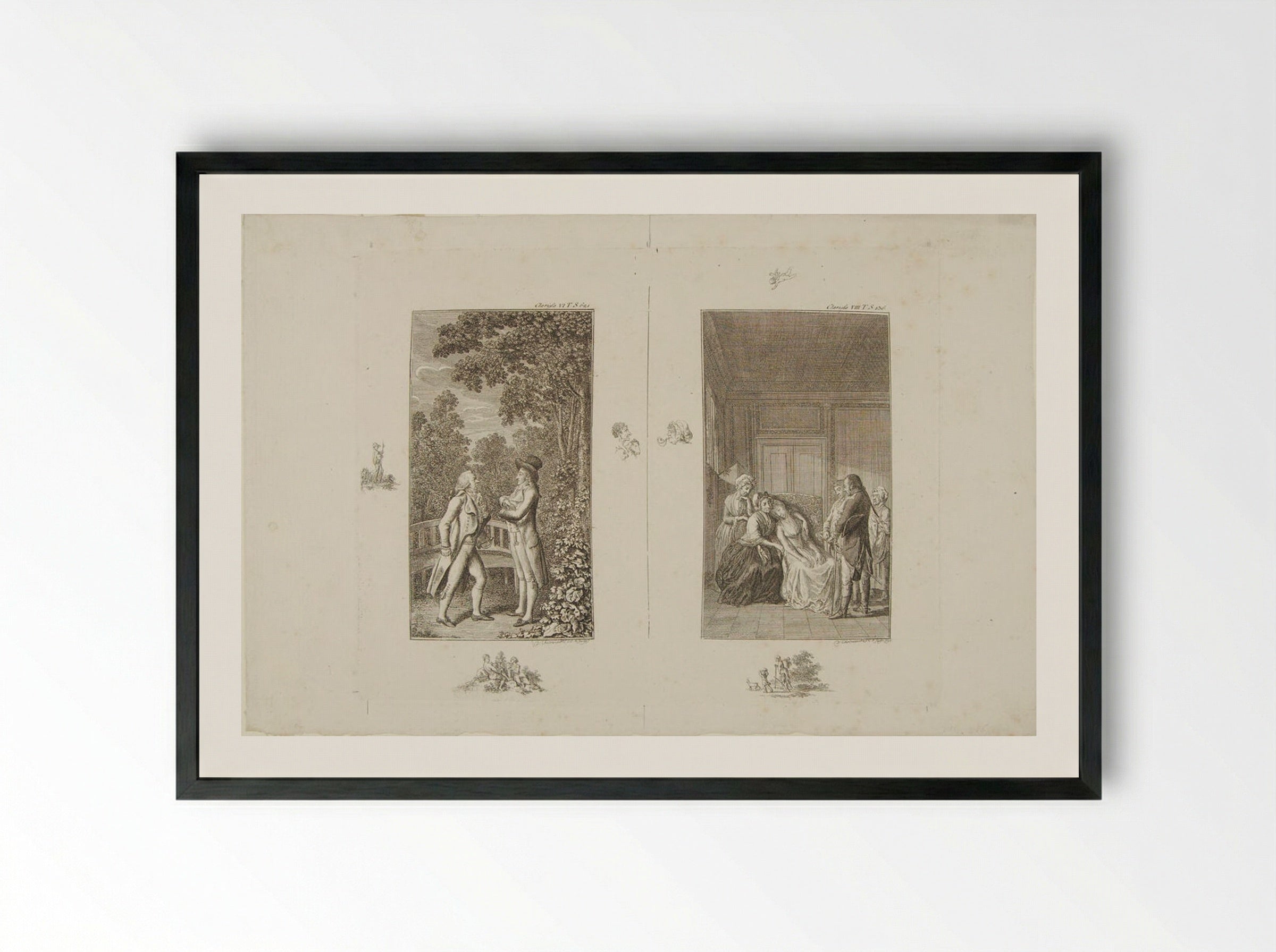 Two Illustrations for Samuel Richardson's 'Clarissa' - Daniel Nikolaus Chodowiecki - Framed Print Black
