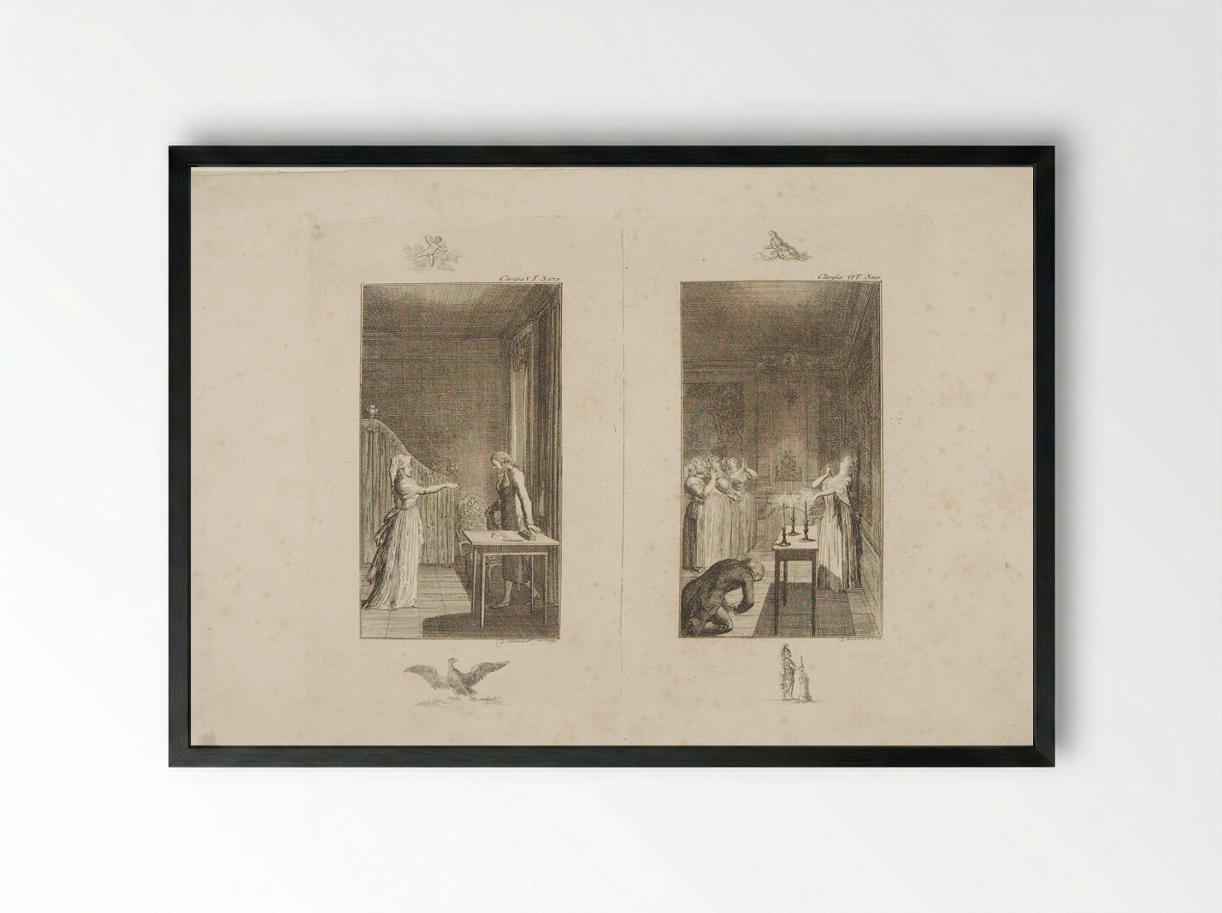 Two Illustrations for Samuel Richardson's 'Clarissa' - Daniel Nikolaus Chodowiecki - Framed Print Black