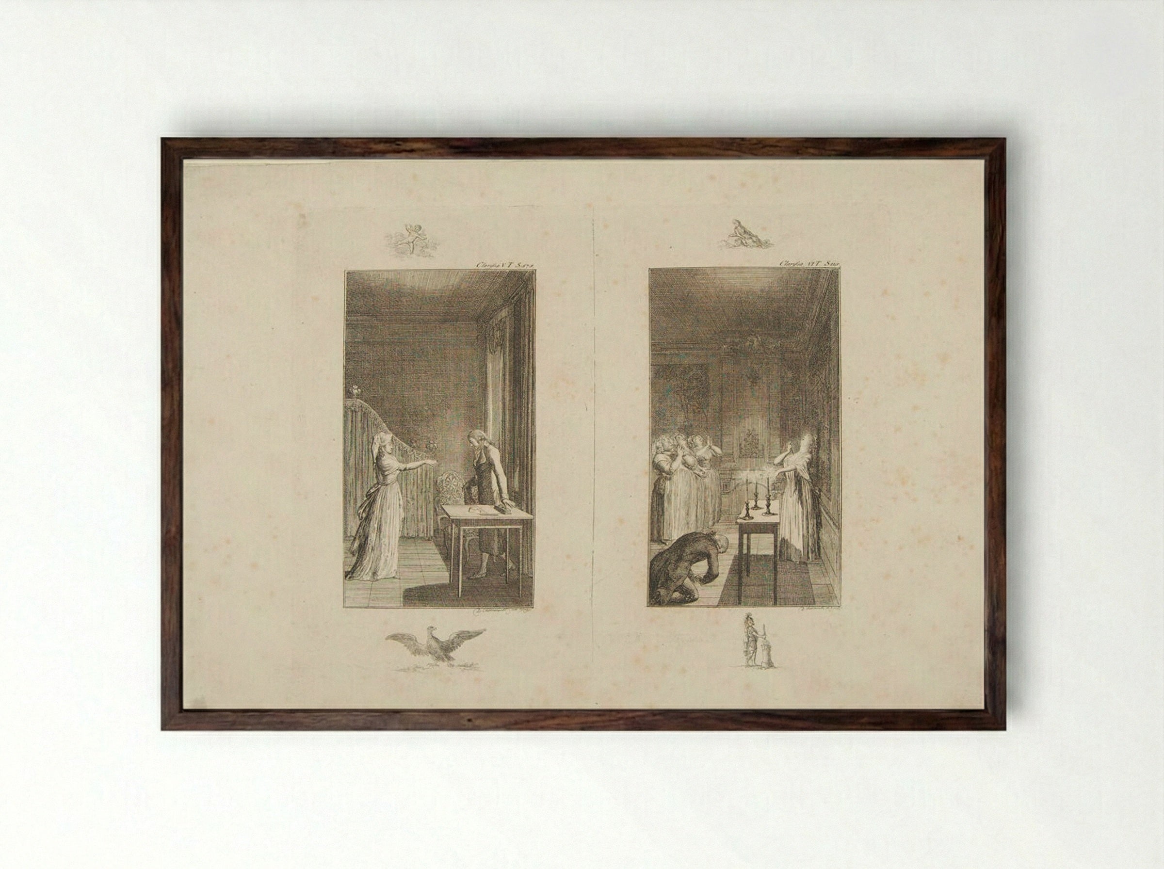 Two Illustrations for Samuel Richardson's 'Clarissa' - Daniel Nikolaus Chodowiecki - Framed Print Dark Wood