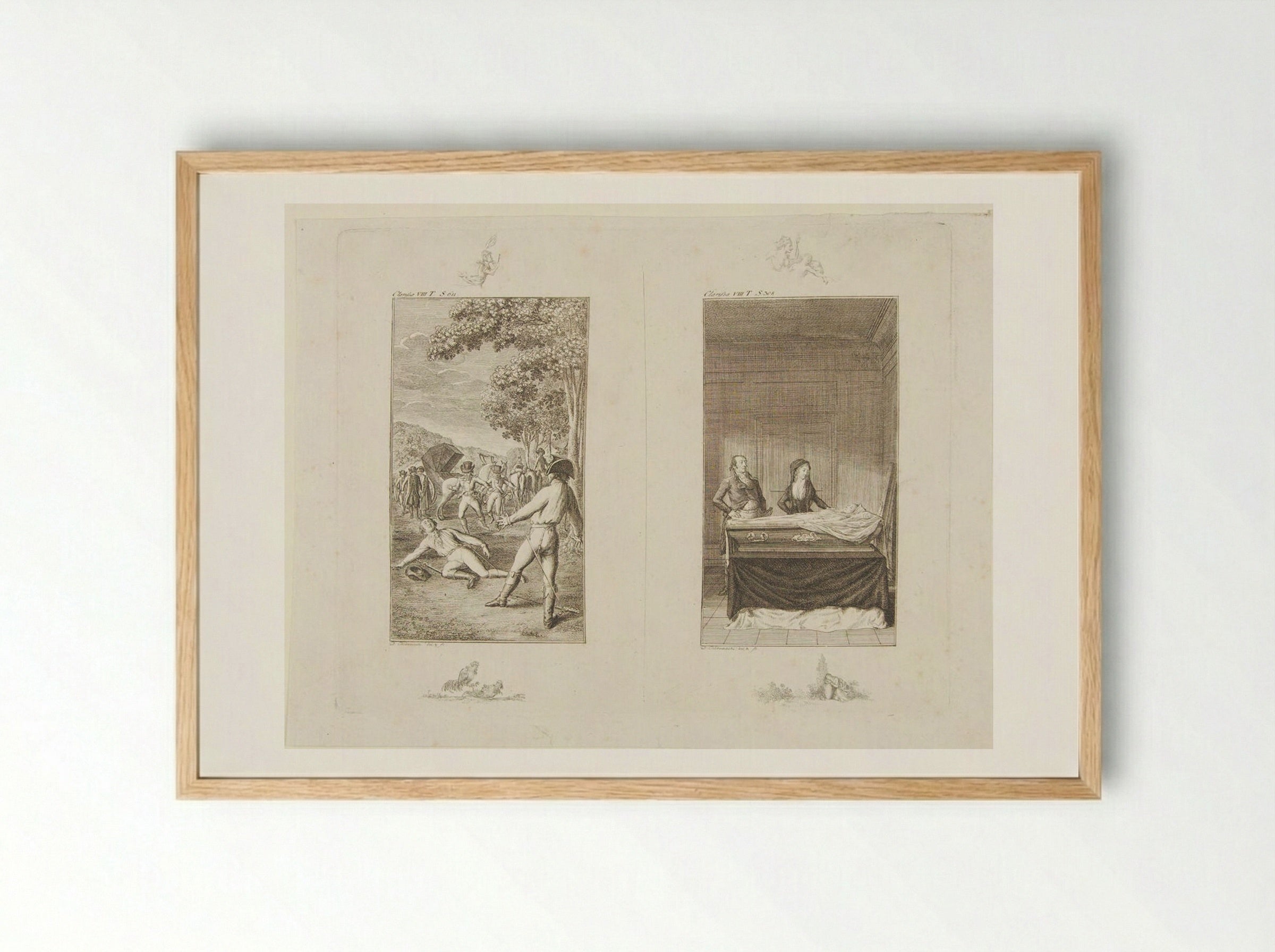 Two Illustrations for Samuel Richardson's 'Clarissa' - Daniel Nikolaus Chodowiecki - Framed Print Wood