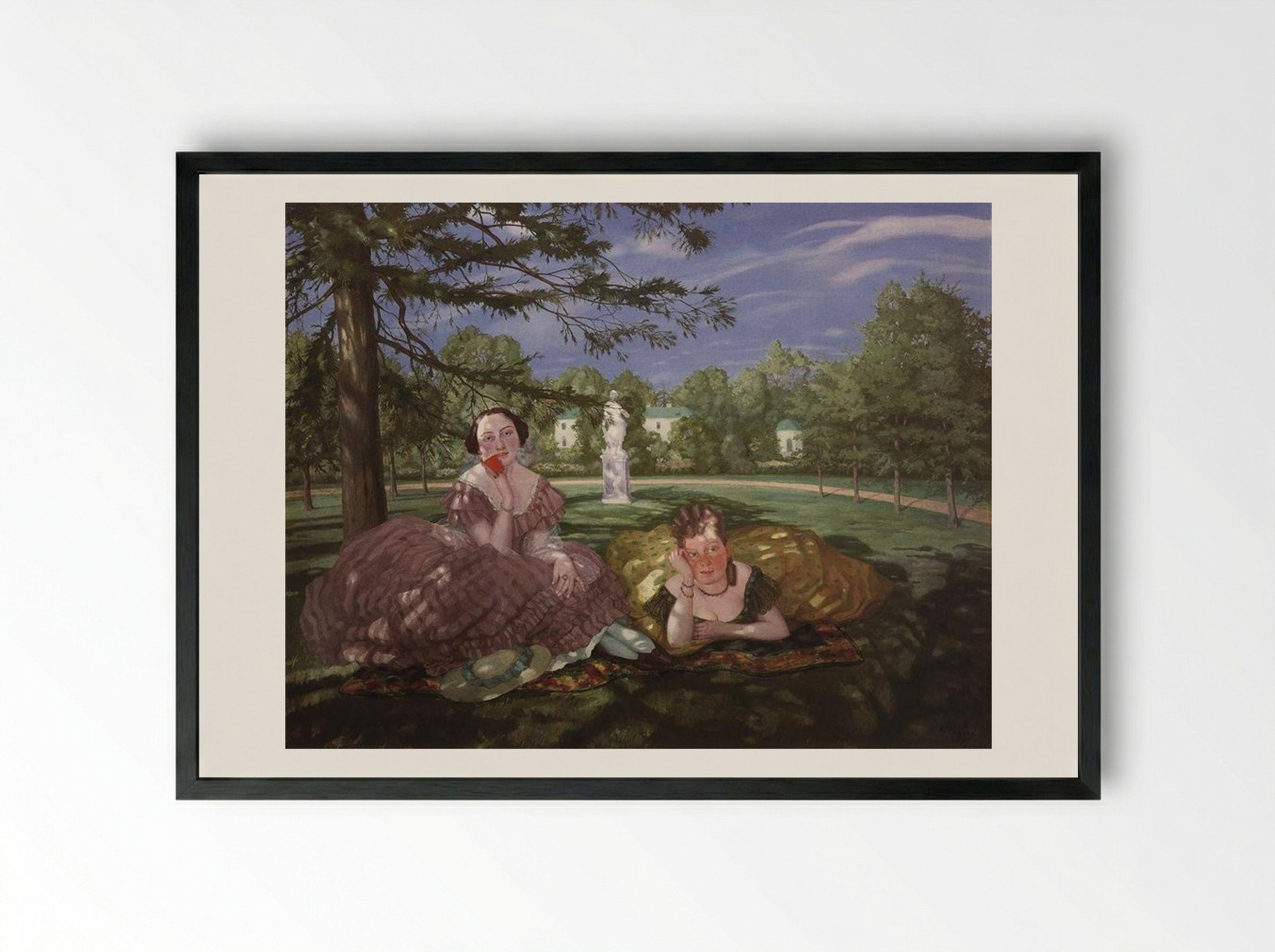 Two Ladies in the Park - Konstantin Somov - Framed Print Black