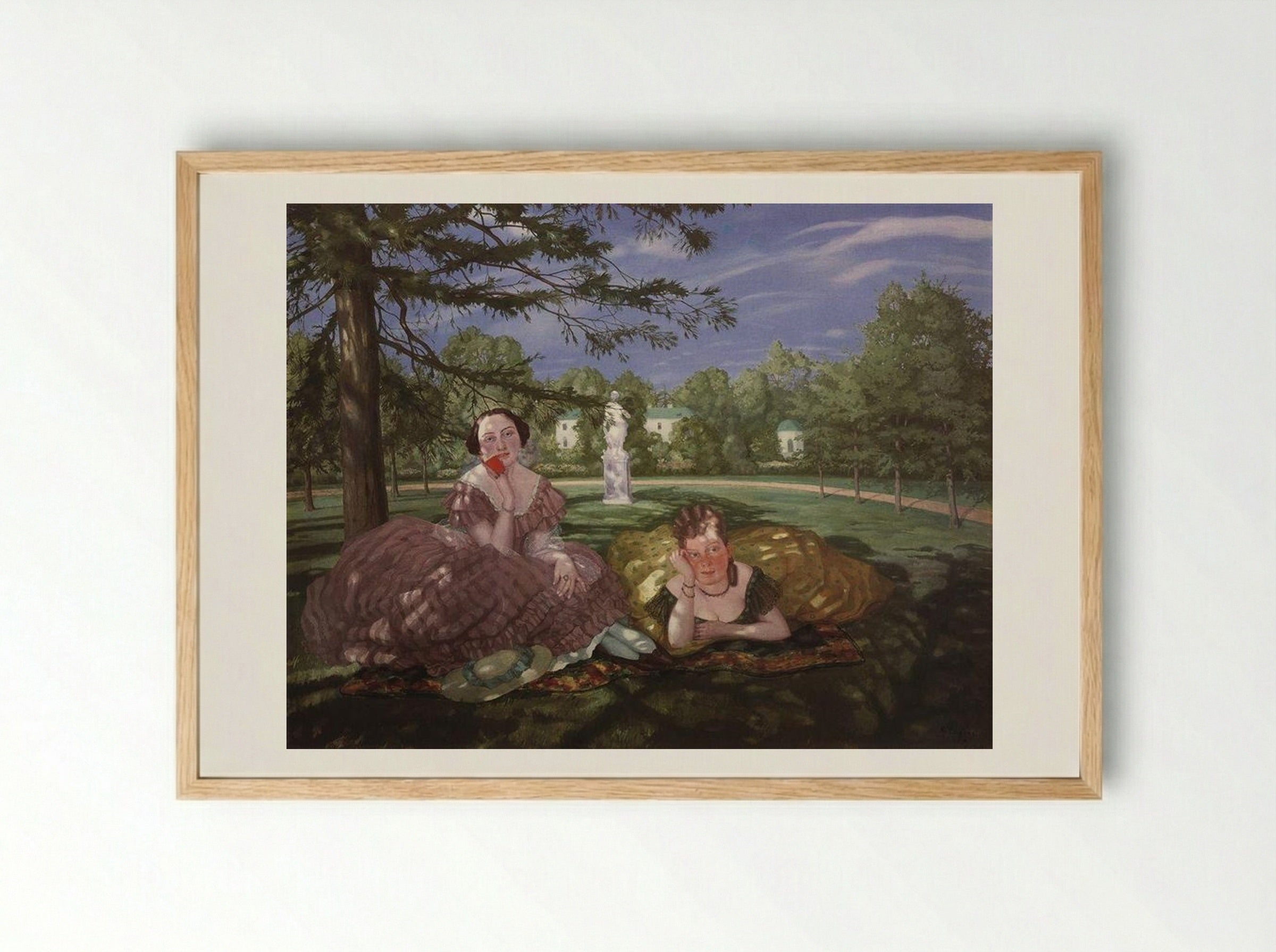 Two Ladies in the Park - Konstantin Somov - Framed Print Wood