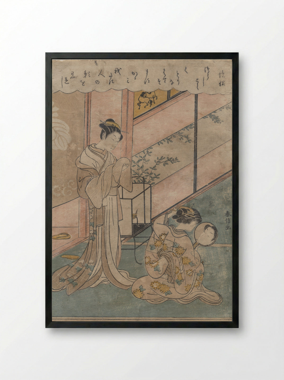 Two Ladies - Suzuki Harunobu - Framed Print Black