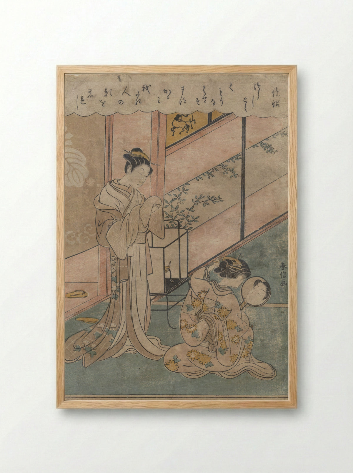 Two Ladies - Suzuki Harunobu - Framed Print Wood