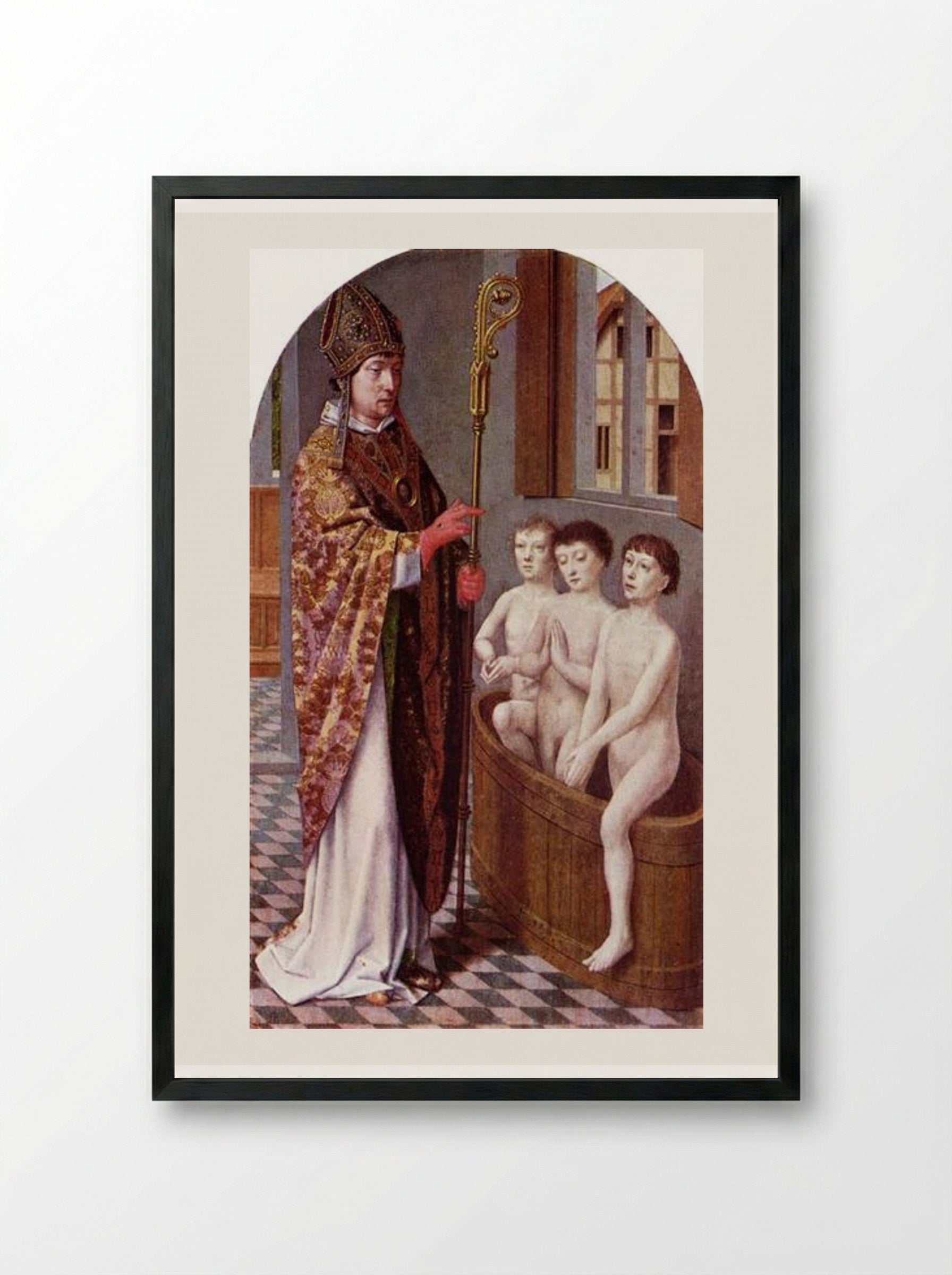 Two Legends of St. Nicholas - Gerard David - Framed Print Black