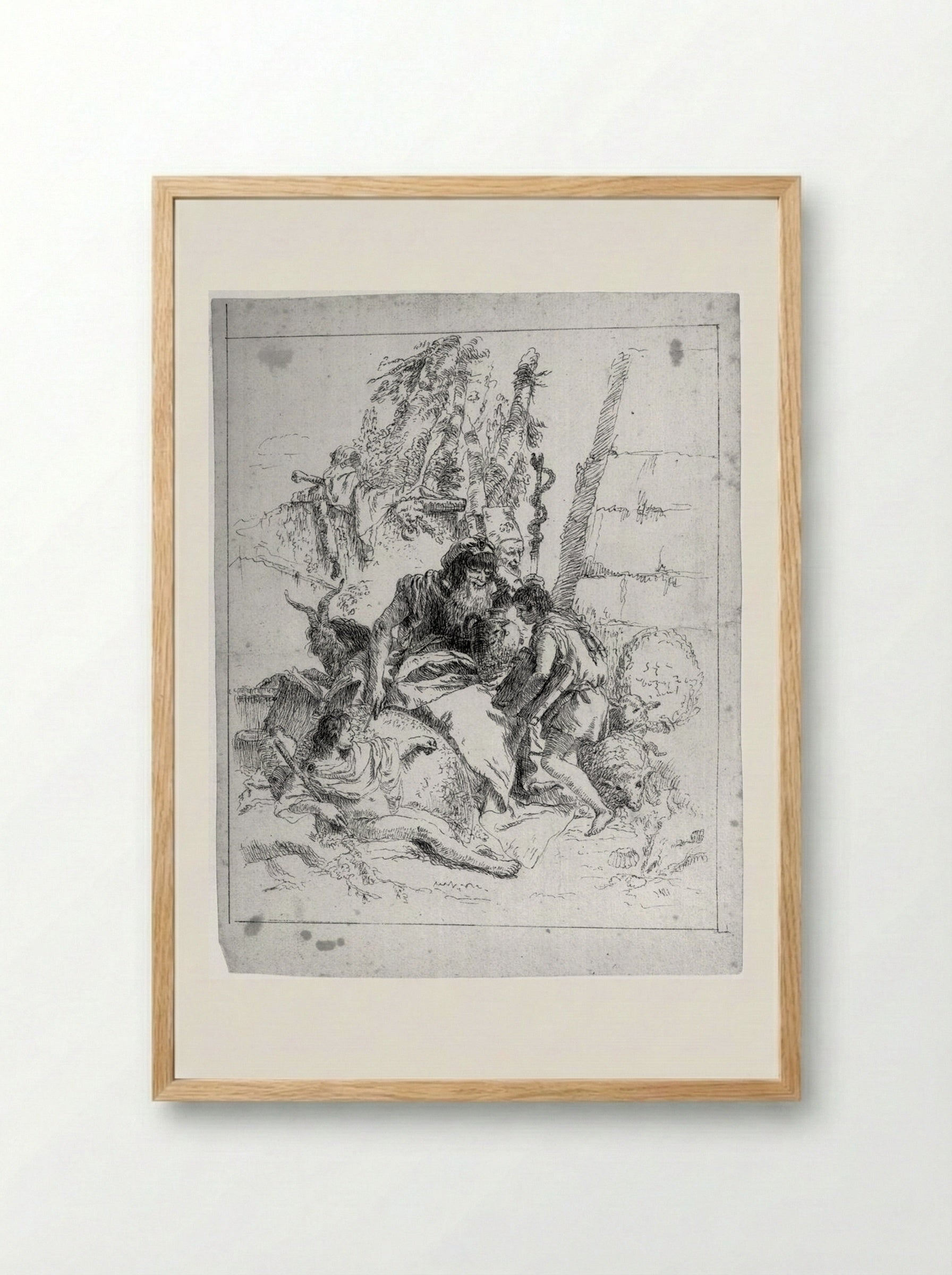 Two Magicians and Two Children - Giovanni Battista Tiepolo - Framed Print Wood