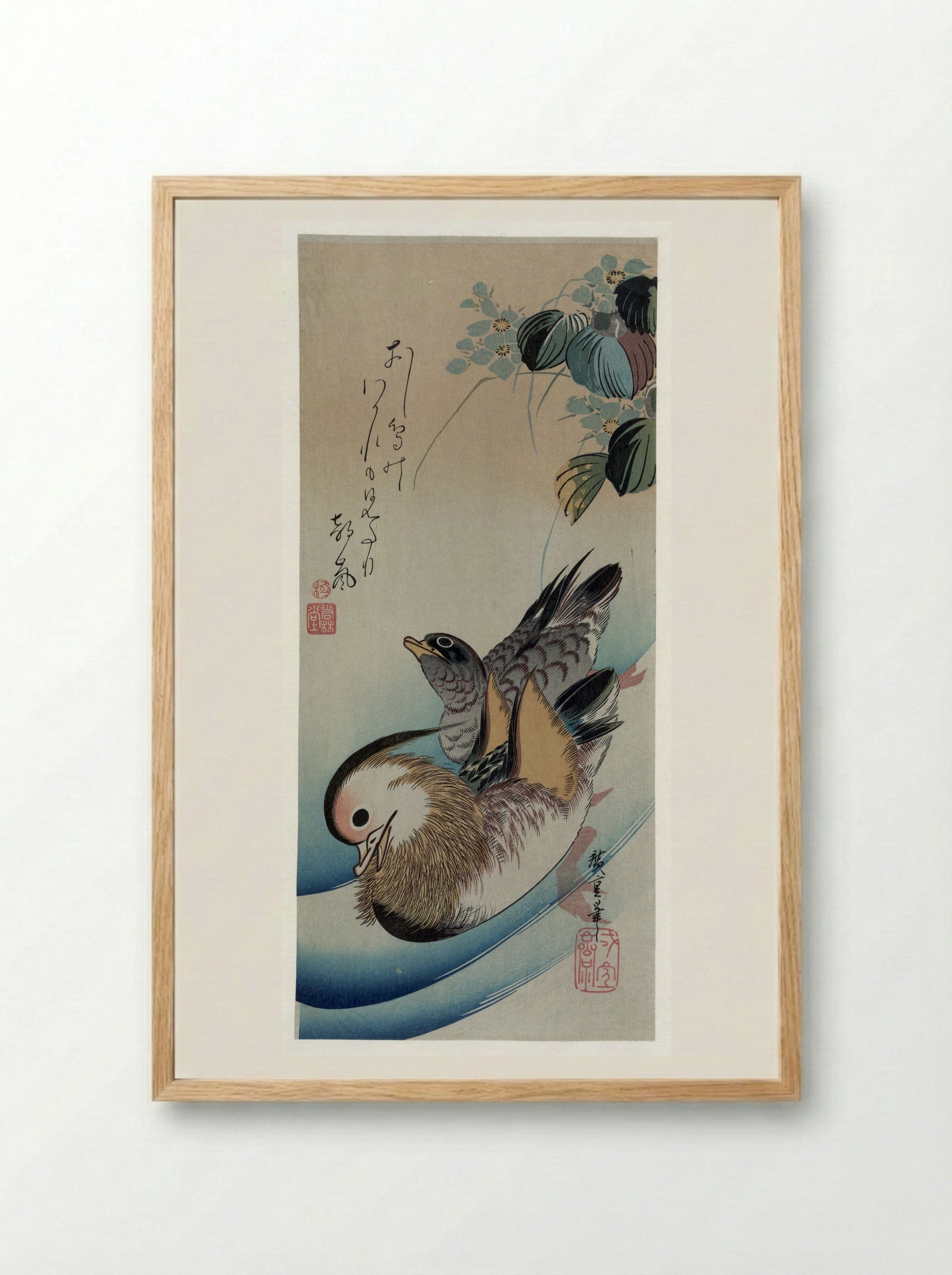 Two Mandarin Ducks - Utagawa Hiroshige - Framed Print Wood