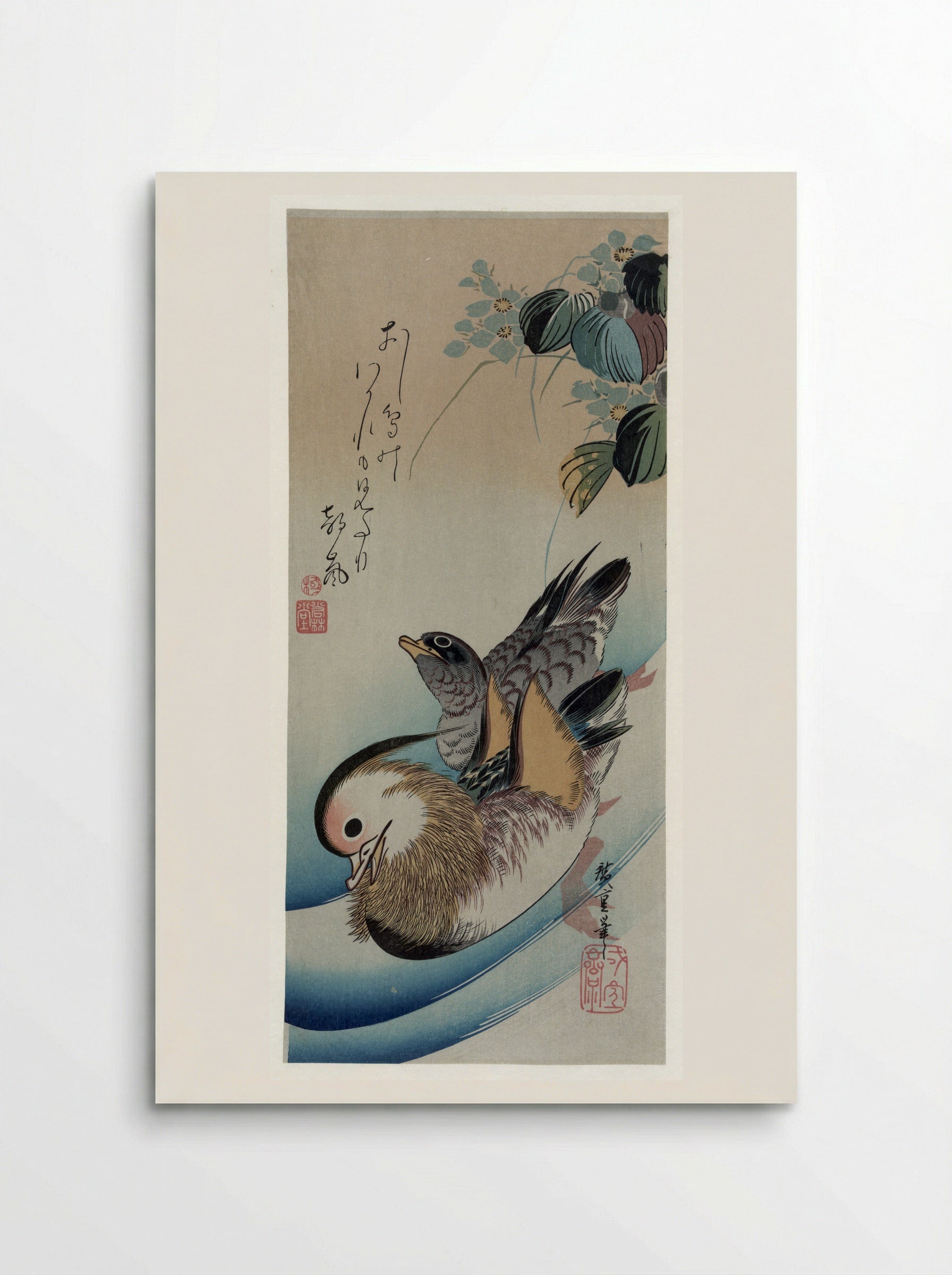 Two Mandarin Ducks - Utagawa Hiroshige - Poster