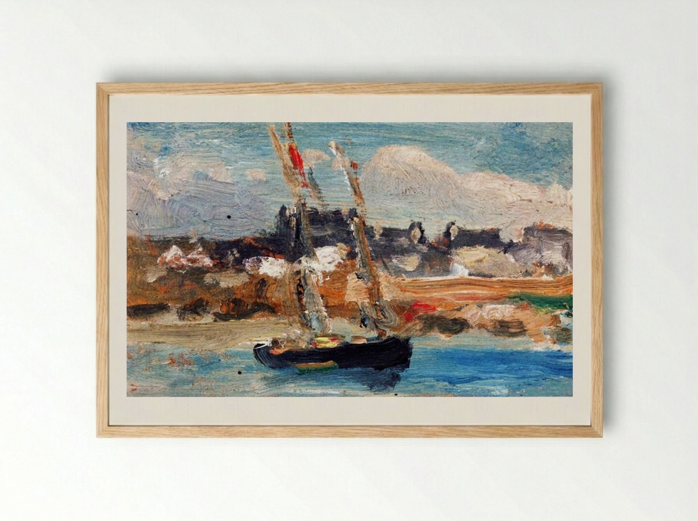 Two Masted Schooner, Concarneau - Robert Henri - Framed Print Wood
