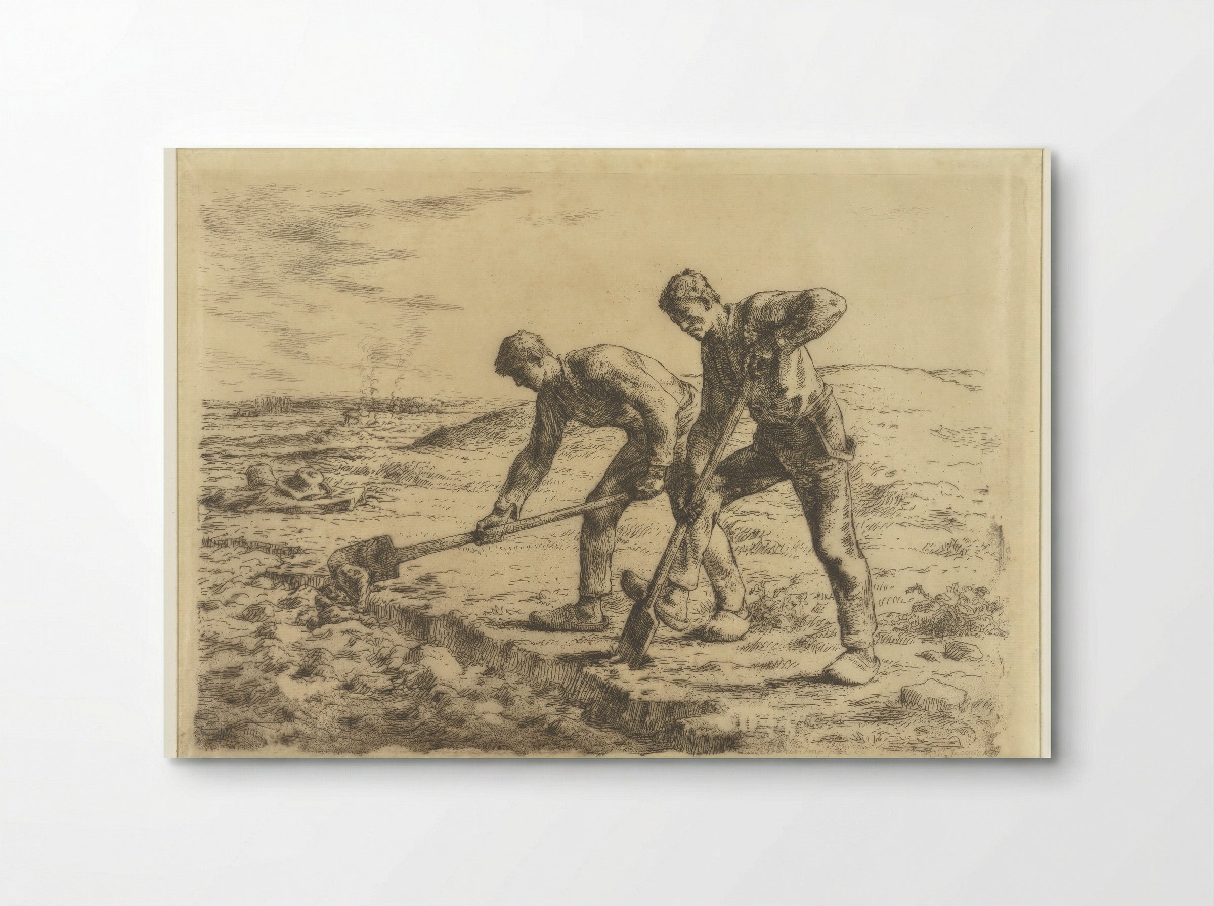 Two Men Digging - Jean-François Millet - Poster