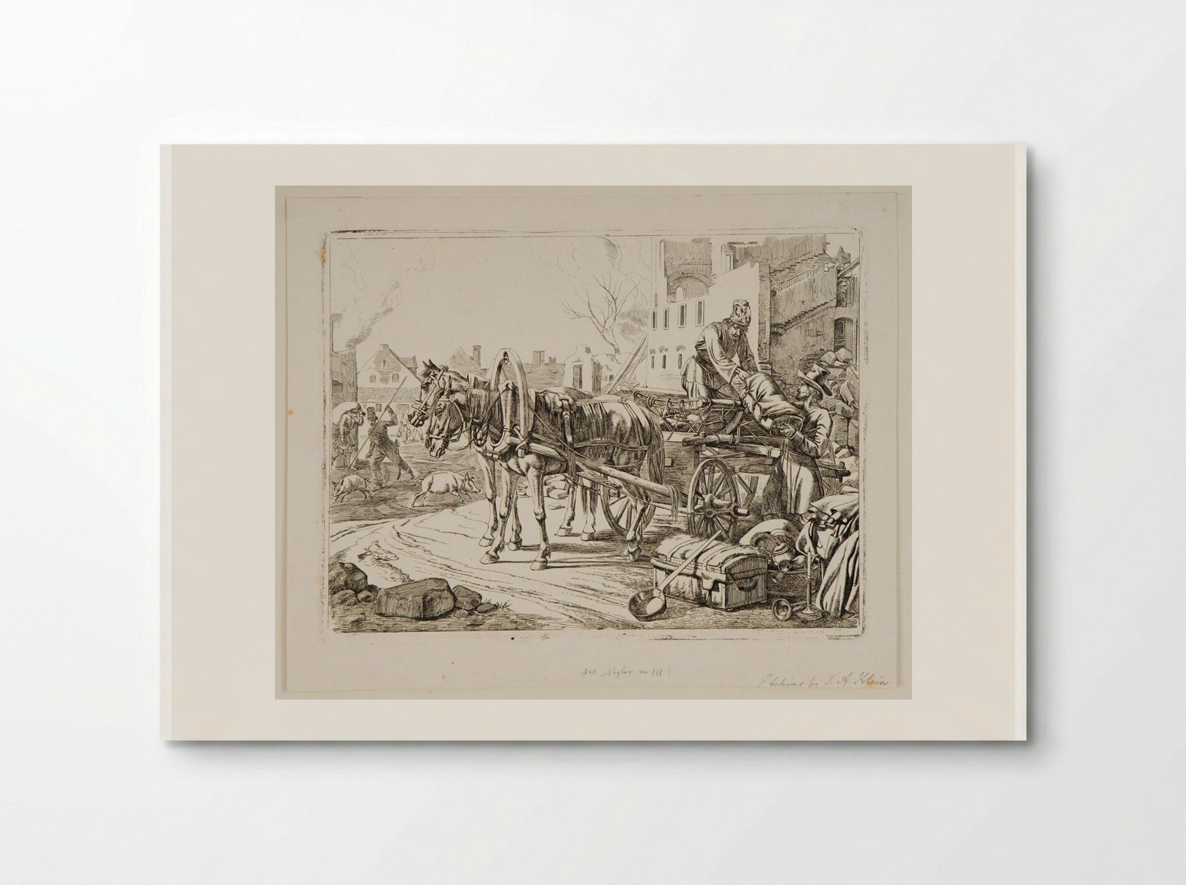 Two Men Loading a Wagon in the Street - Johann Adam Klein - Poster