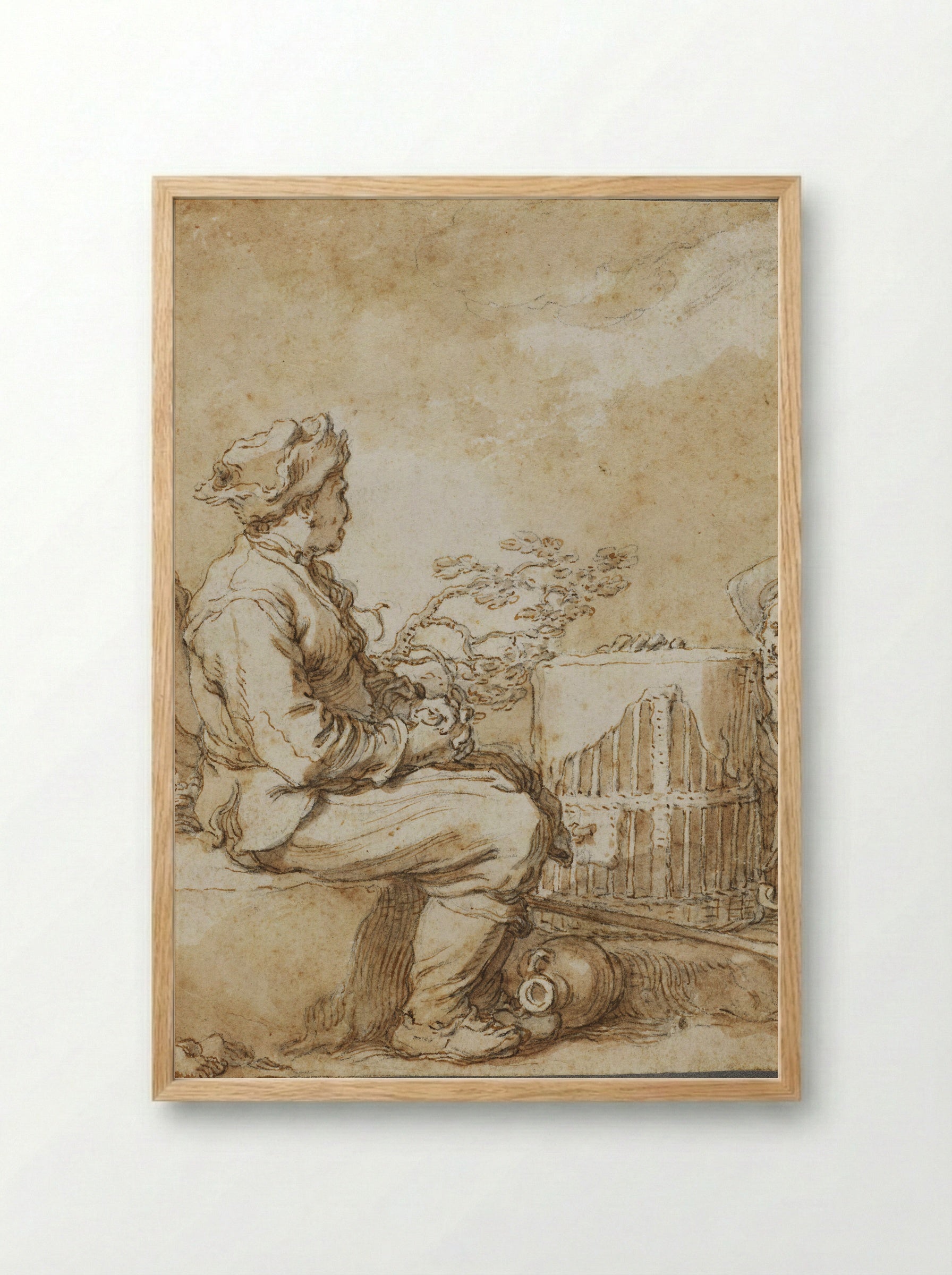 Two Men with a Poultry Basket - Abraham Bloemaert - Framed Print Wood