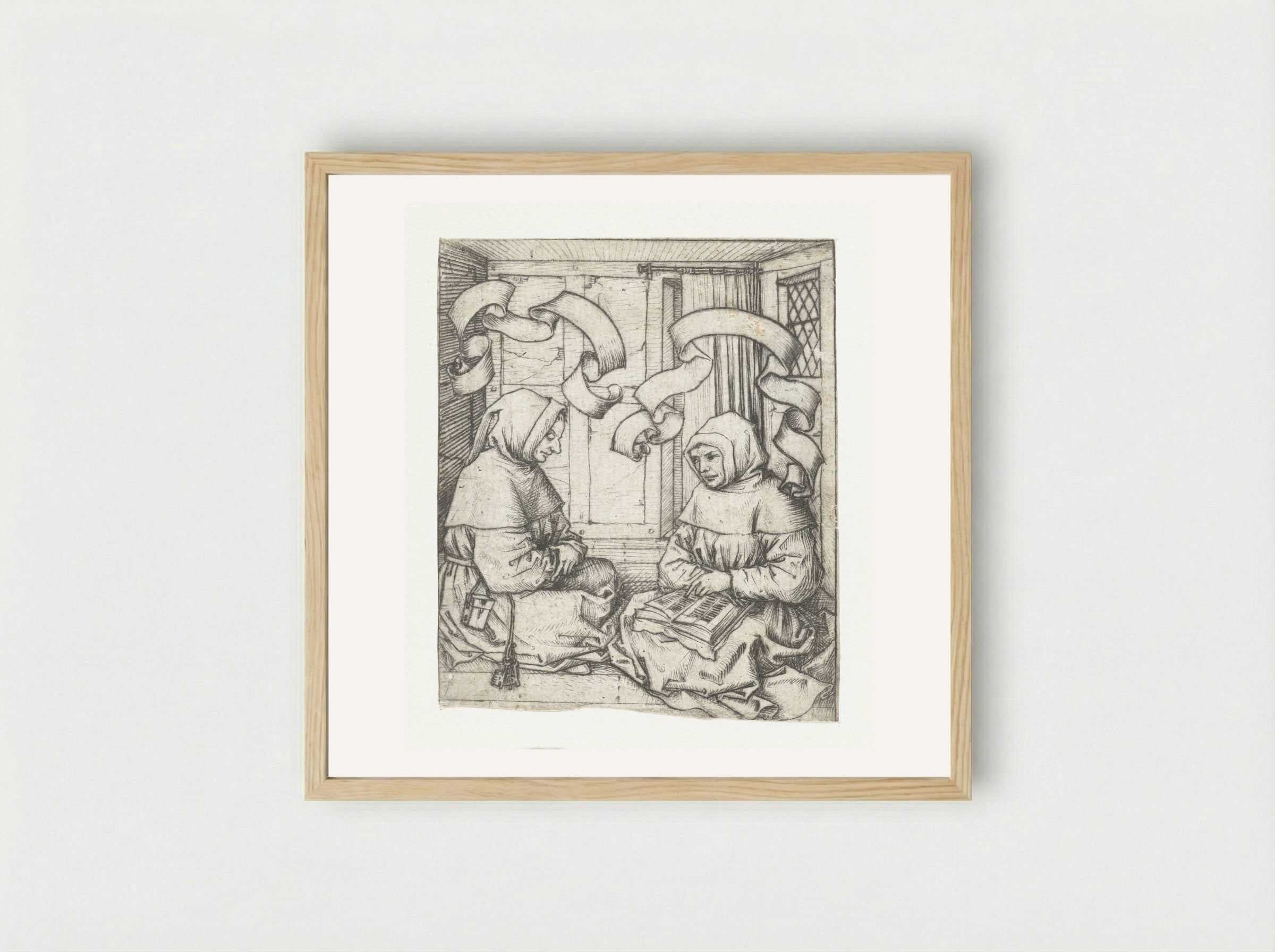Two Monks - Master of the Amsterdam Cabinet - Framed Print Wood