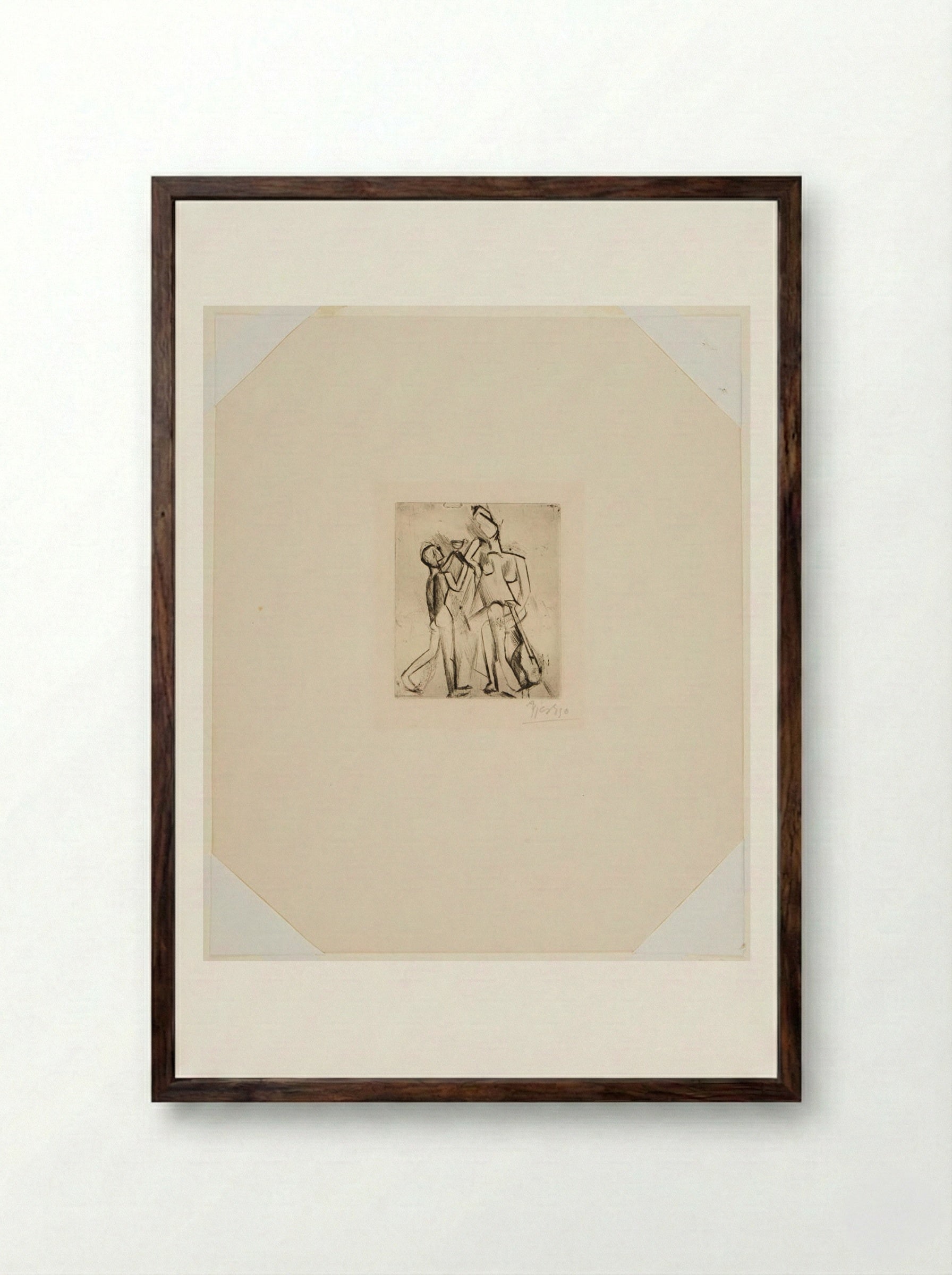 Two Nude Figures - Pablo Picasso - Framed Print Dark Wood