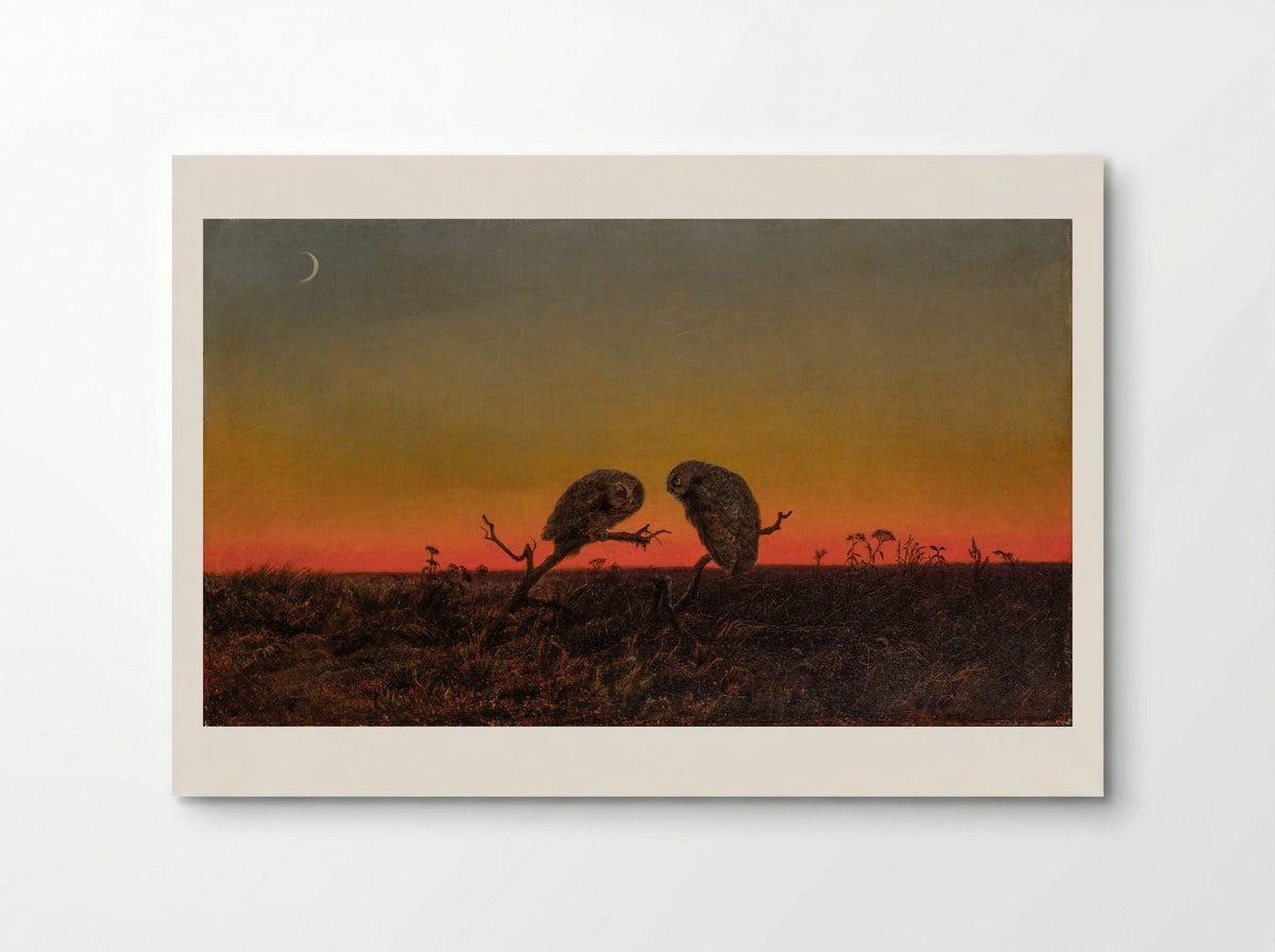 Two Owls at Sunset - Fine Art Print - Poster