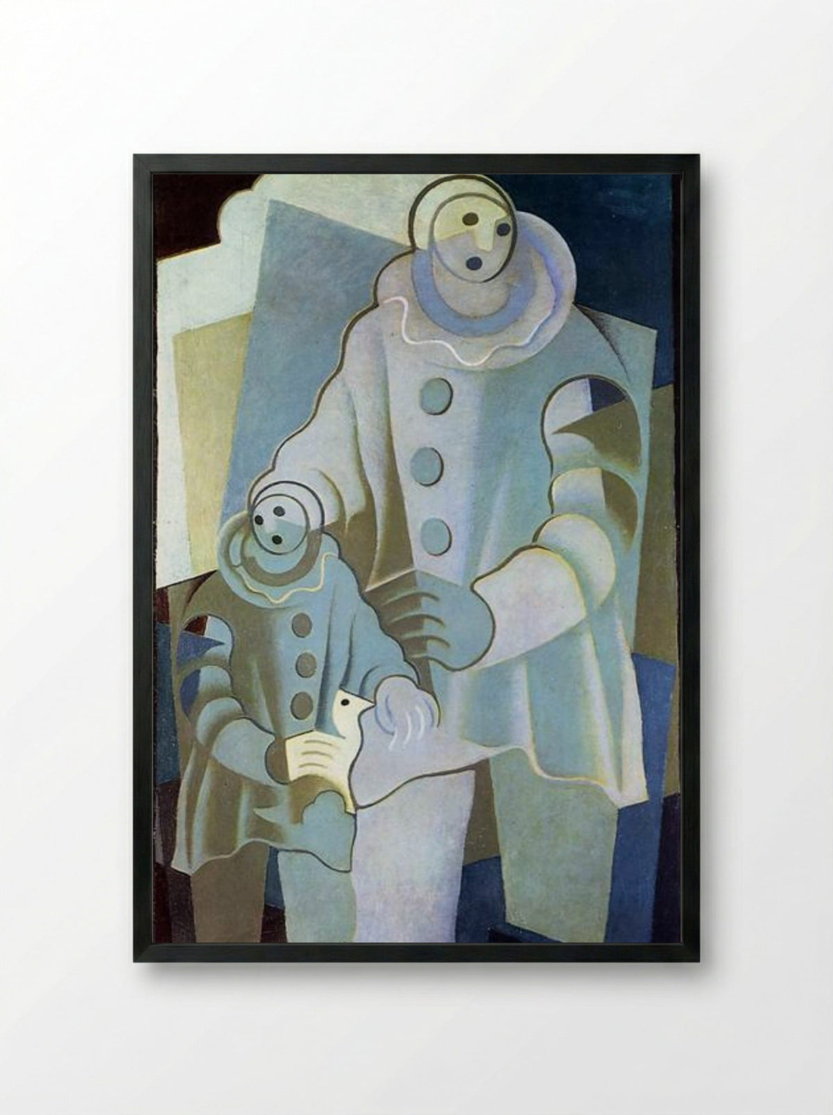Two Pierrots - Juan Gris - Framed Print Black