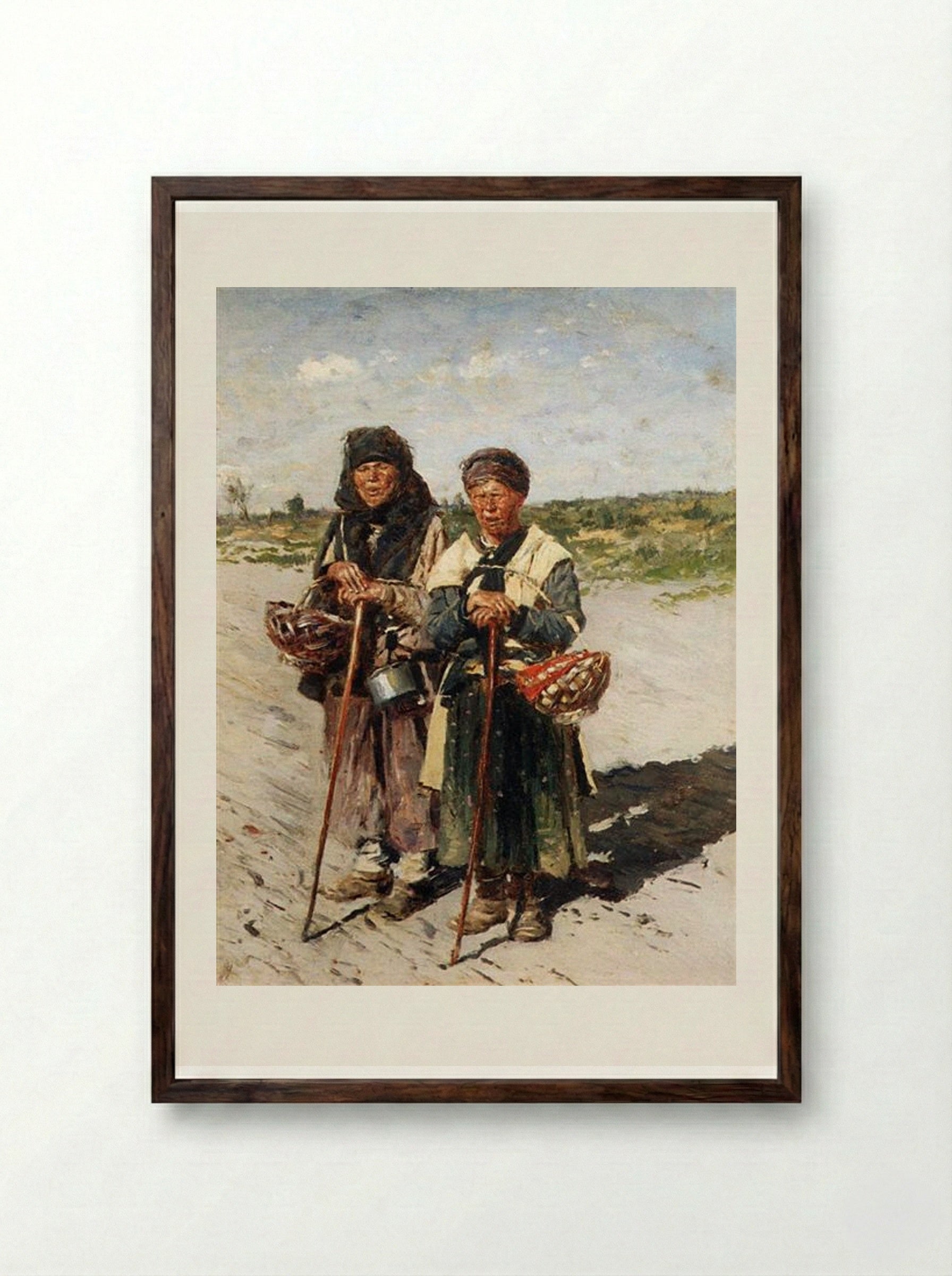Two Pilgrims - Vladimir Makovsky - Framed Print Dark Wood