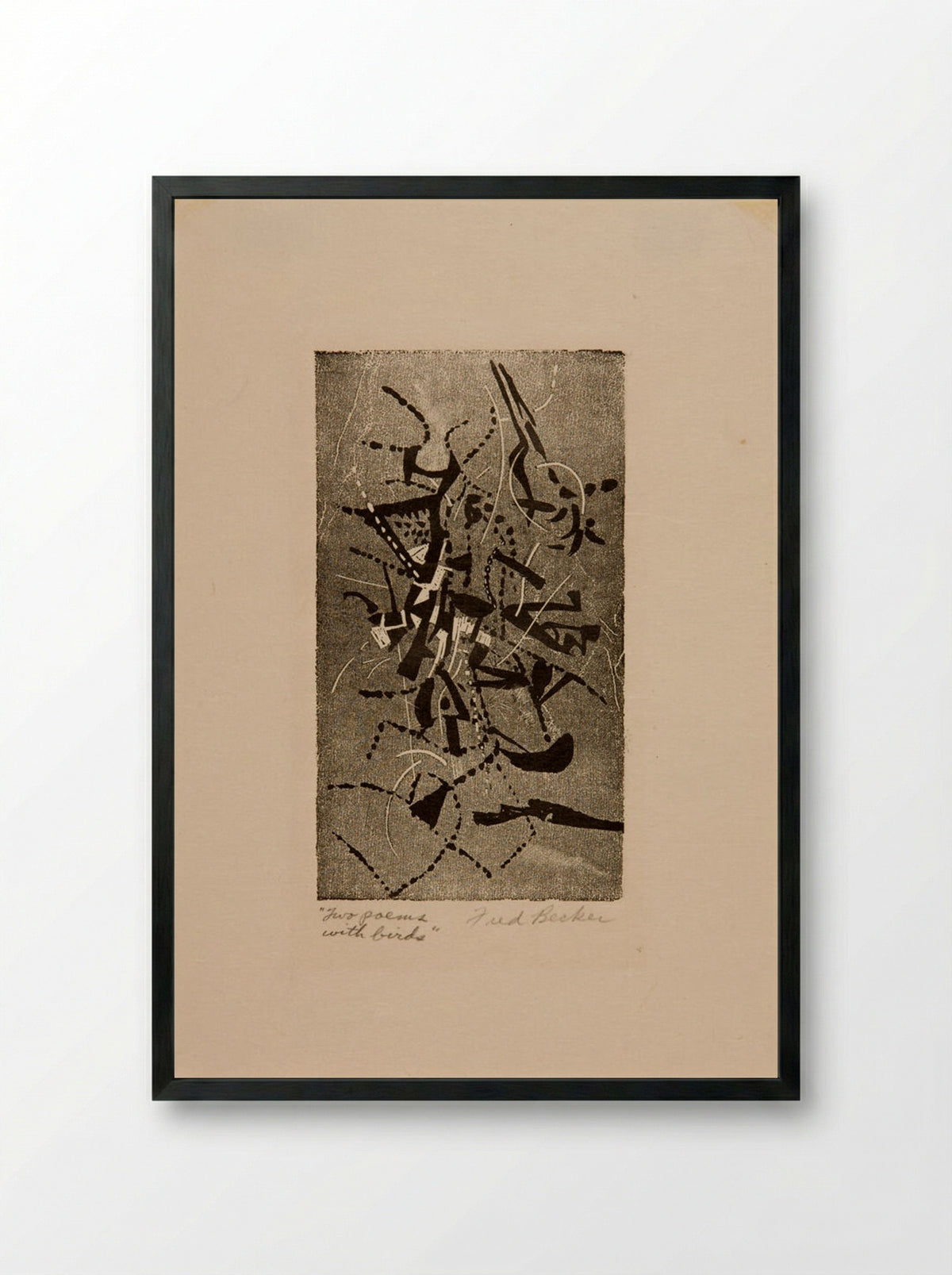 Two Poems with Birds - Fred Becker - Framed Print Black