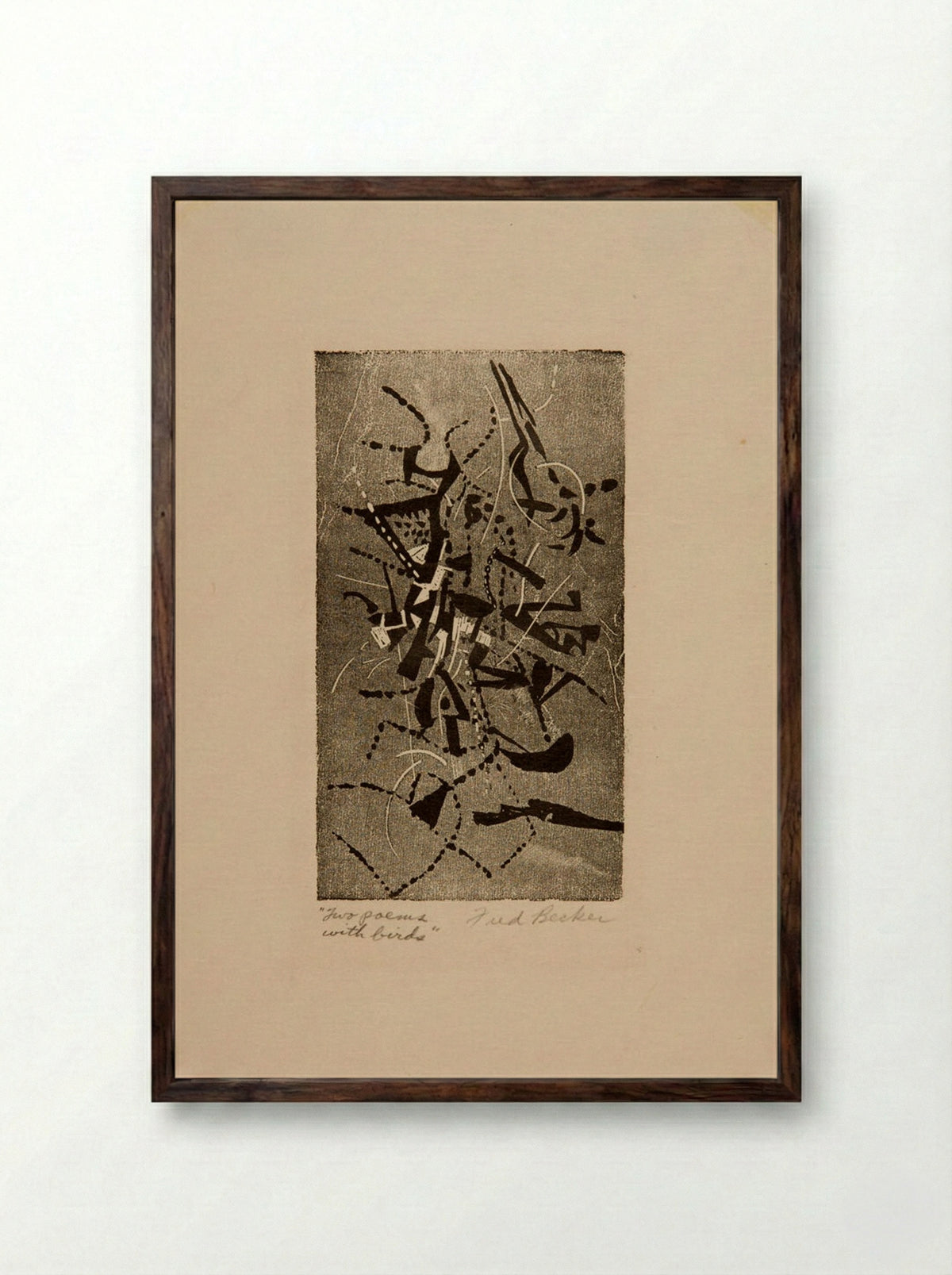 Two Poems with Birds - Fred Becker - Framed Print Dark Wood