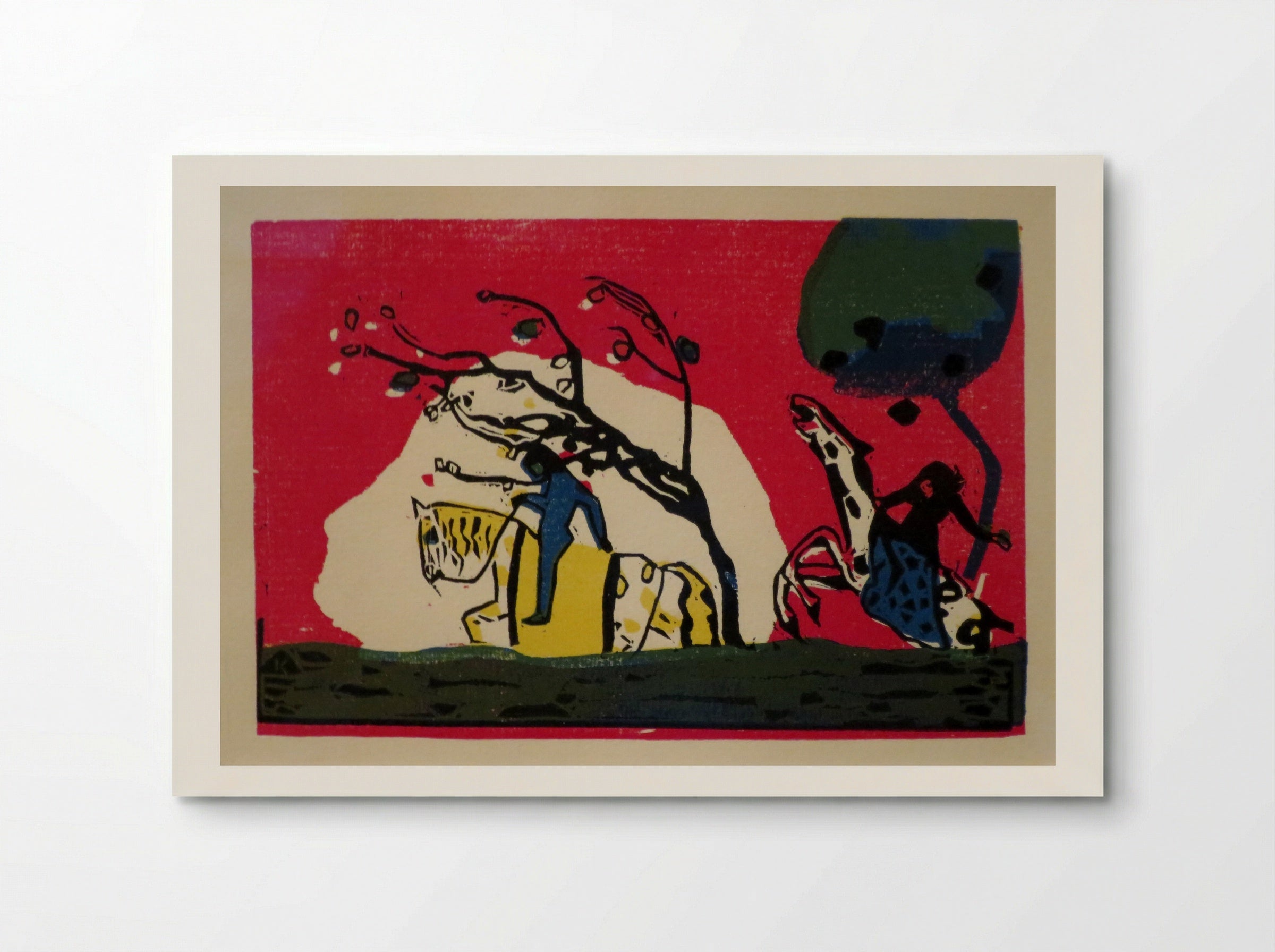 Two Riders against a Red Background - Wassily Kandinsky - Poster