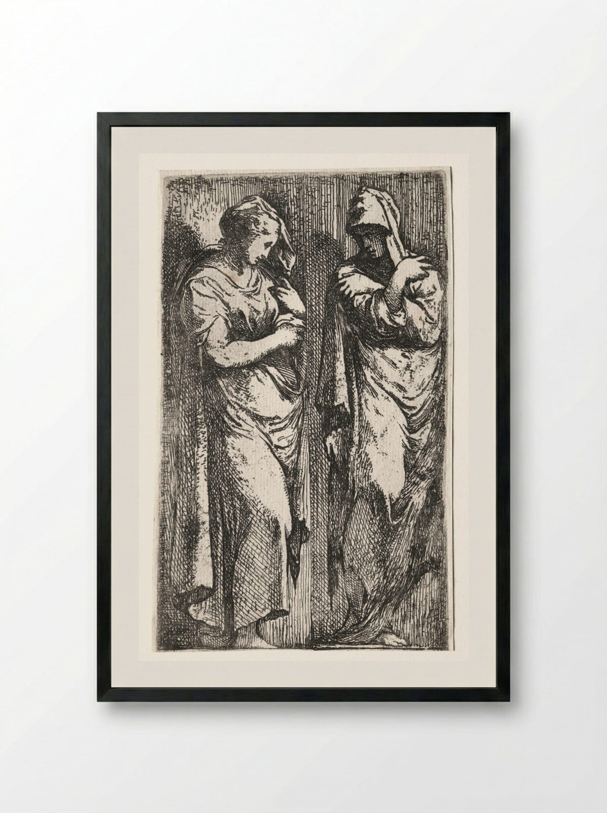 Two Roman Women - Francesco Primaticcio - Framed Print Black