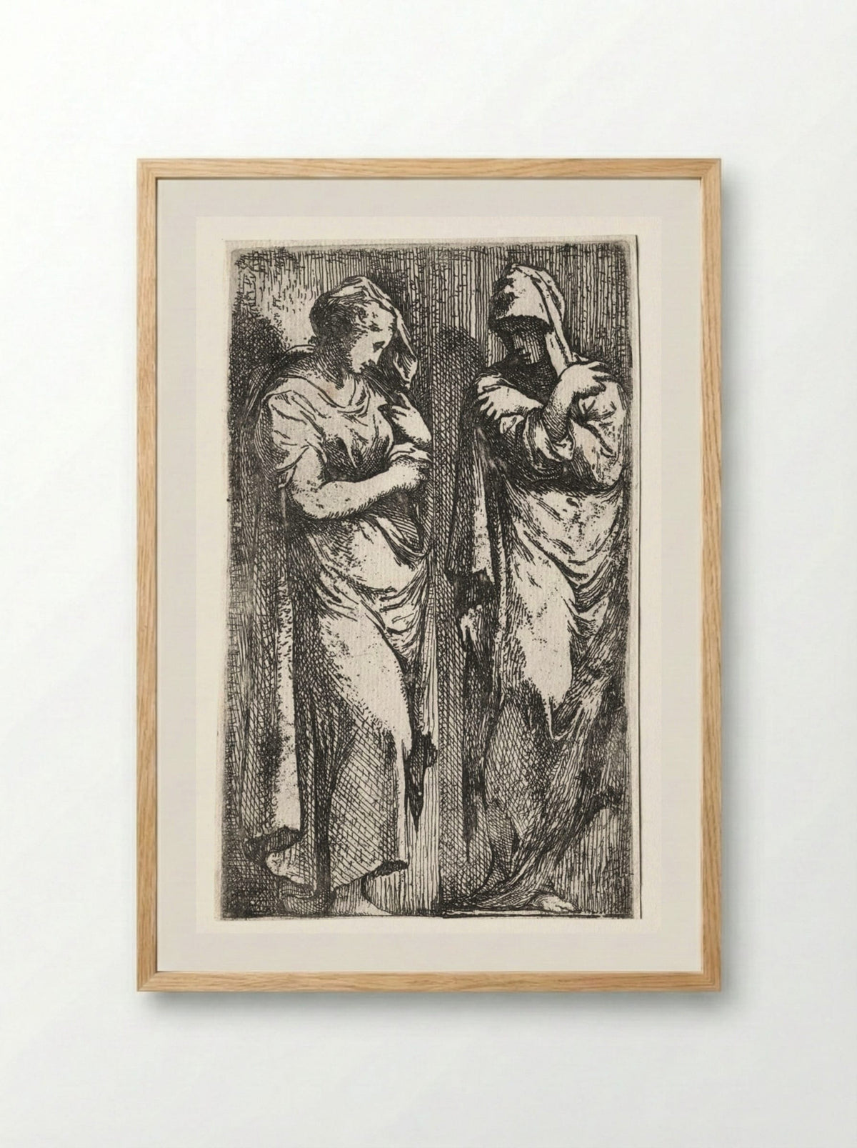Two Roman Women - Francesco Primaticcio - Framed Print Wood