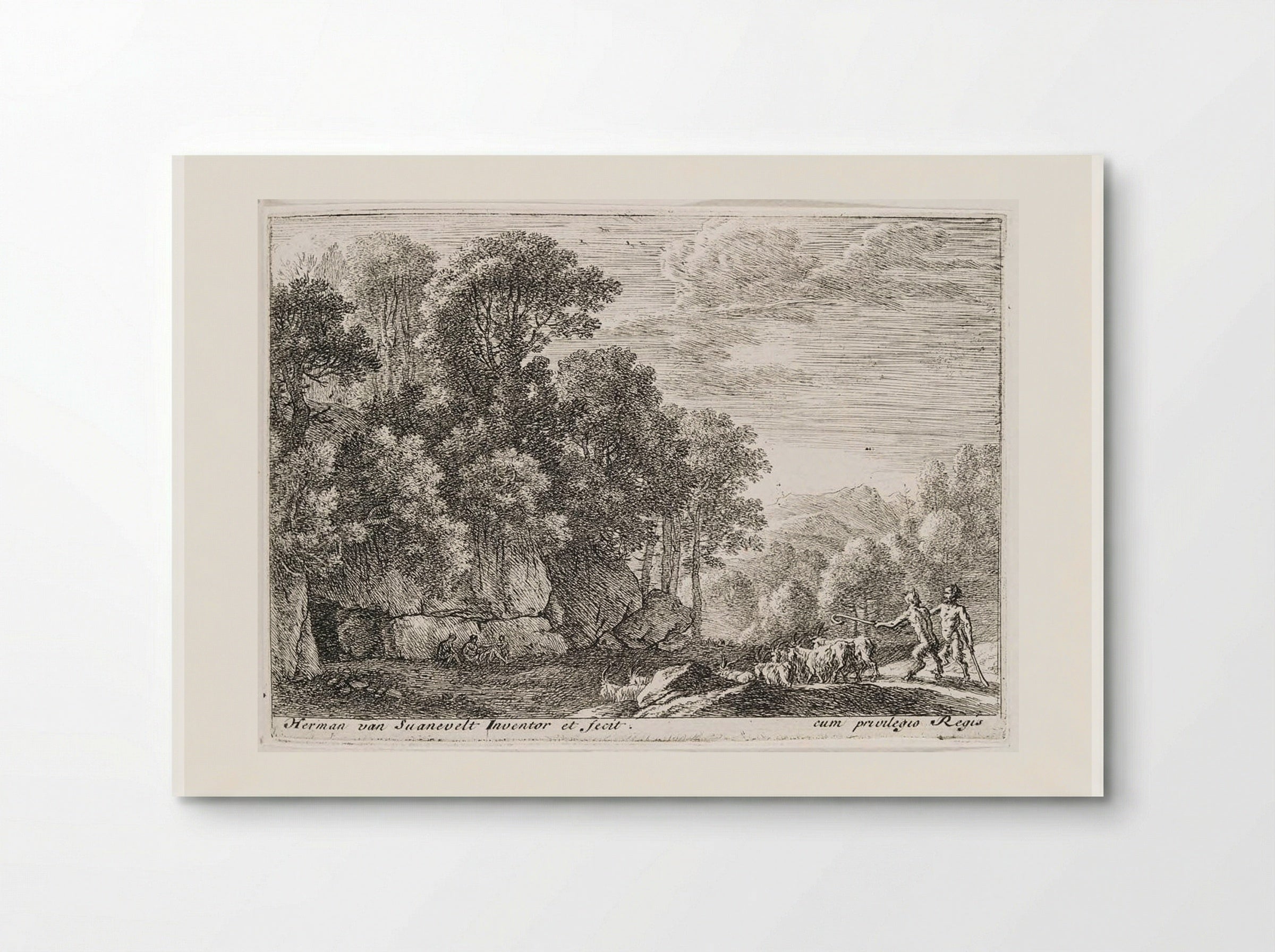 Two Satyrs Tending a Flock of Goats - Herman van Swanevelt - Poster