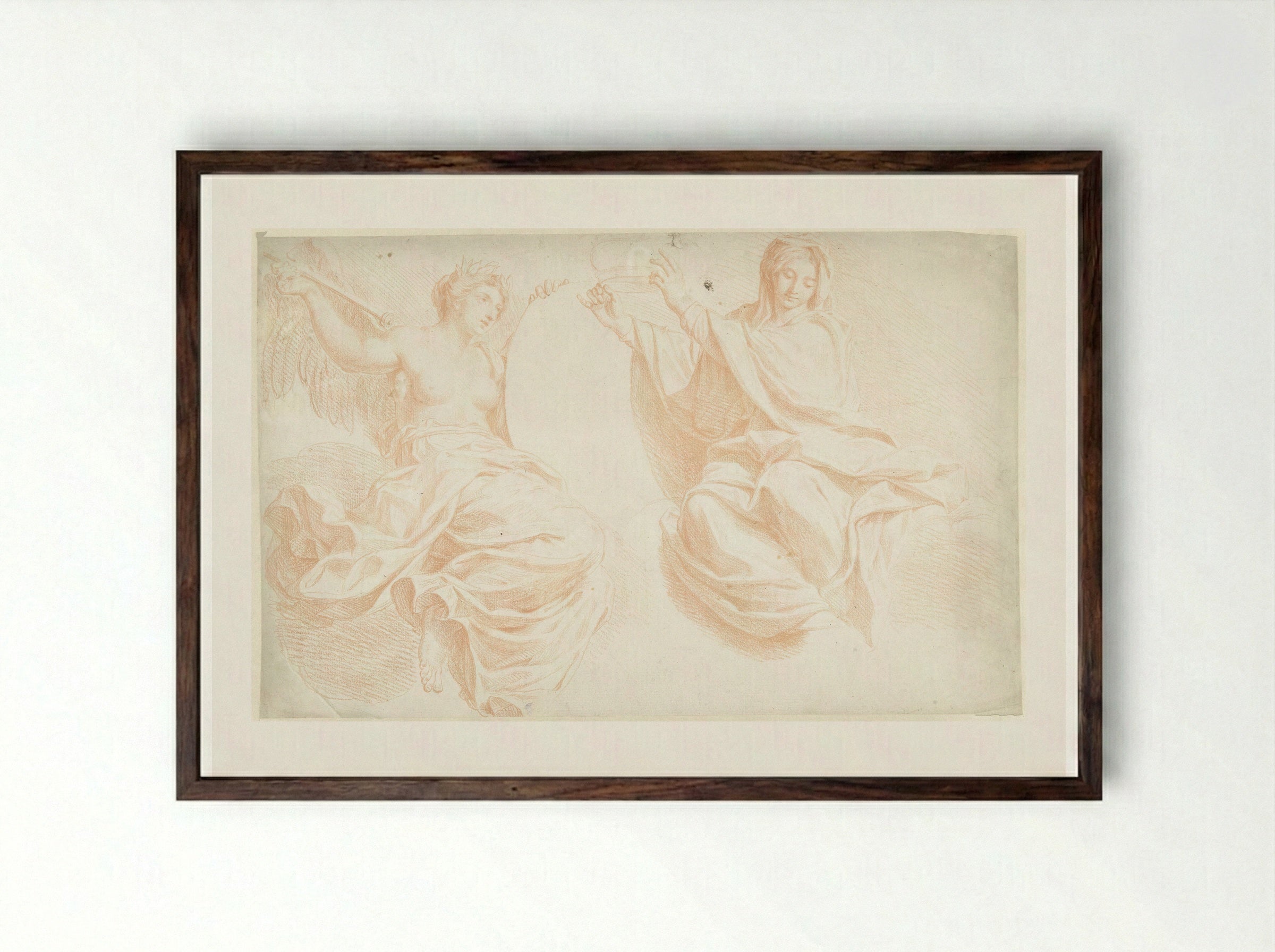 Two Seated Allegorical Figures - Louis Fabritius Dubourg - Framed Print Dark Wood