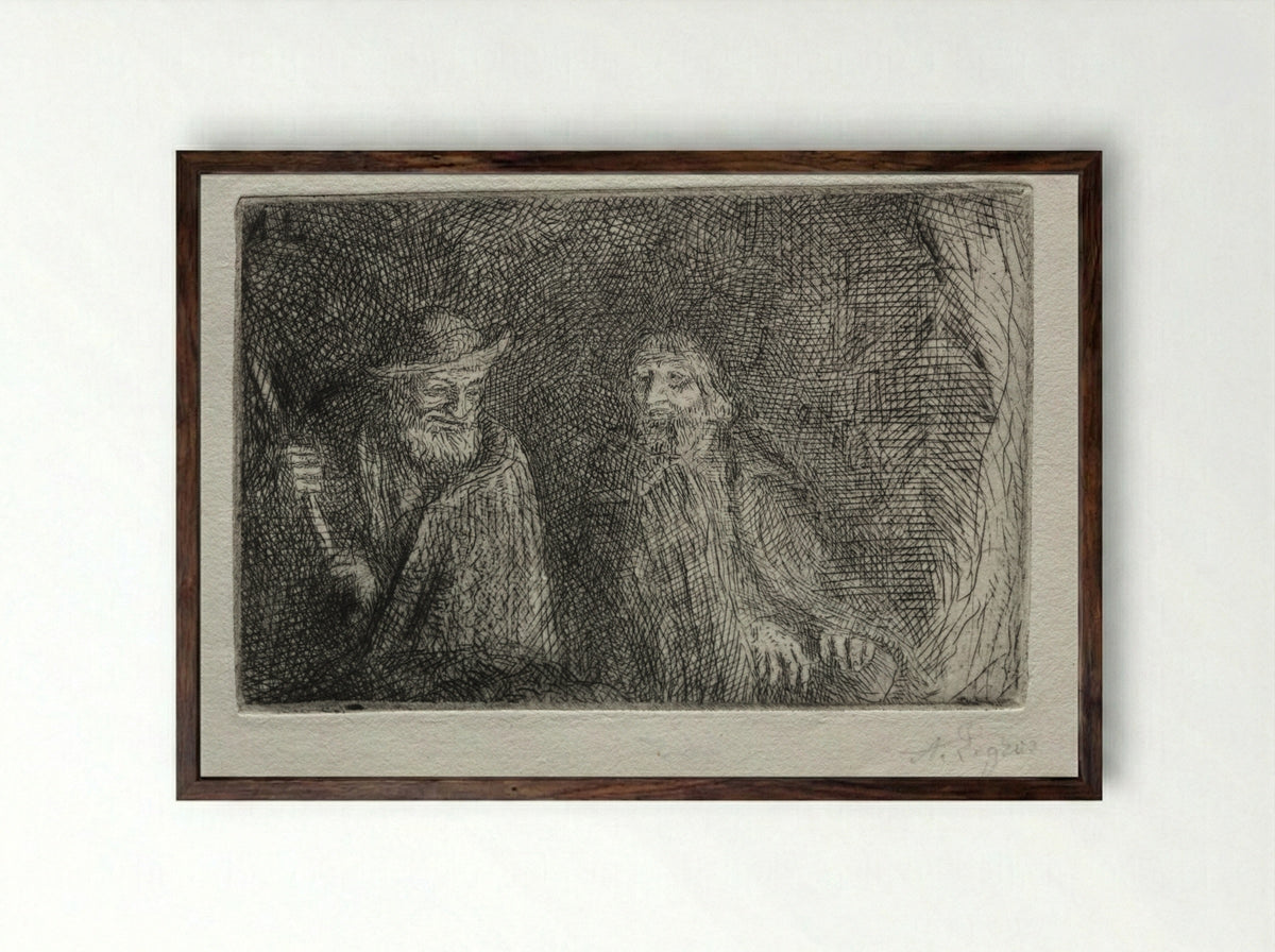 Two Shepherds (Les Deux Bergers) - Alphonse Legros - Framed Print Dark Wood
