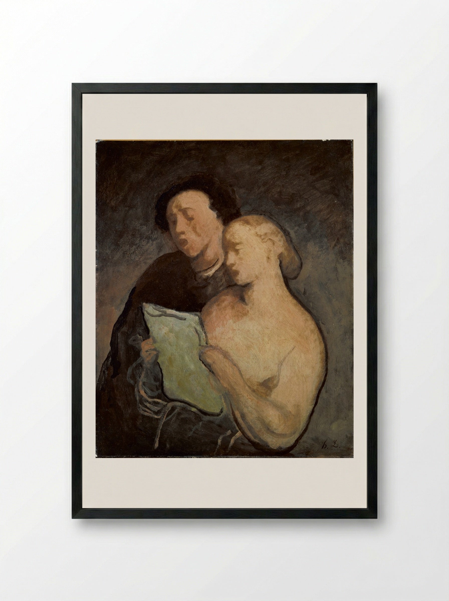 Two Singers - Honoré-Victorin Daumier - Framed Print Black