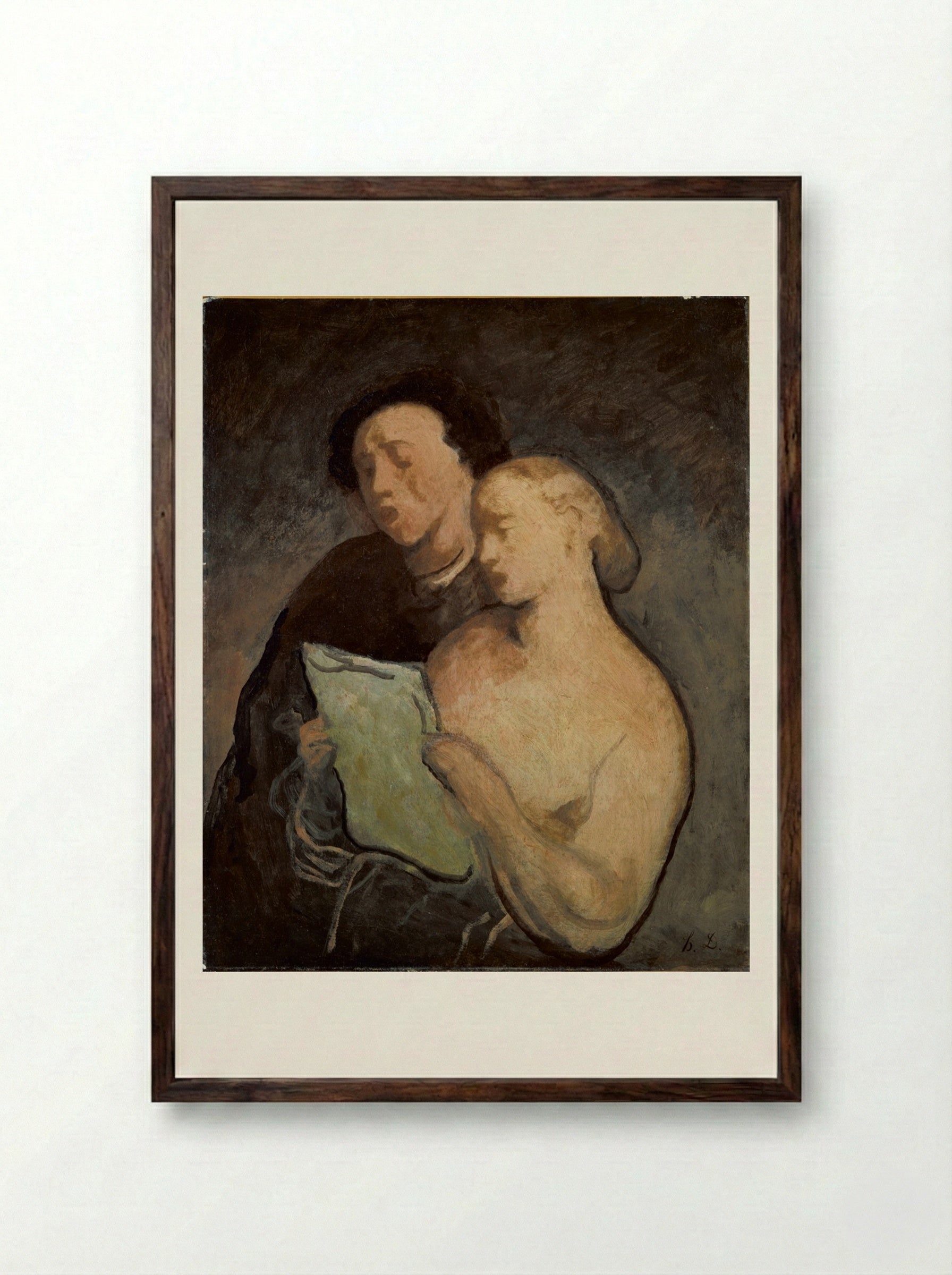 Two Singers - Honoré-Victorin Daumier - Framed Print Dark Wood
