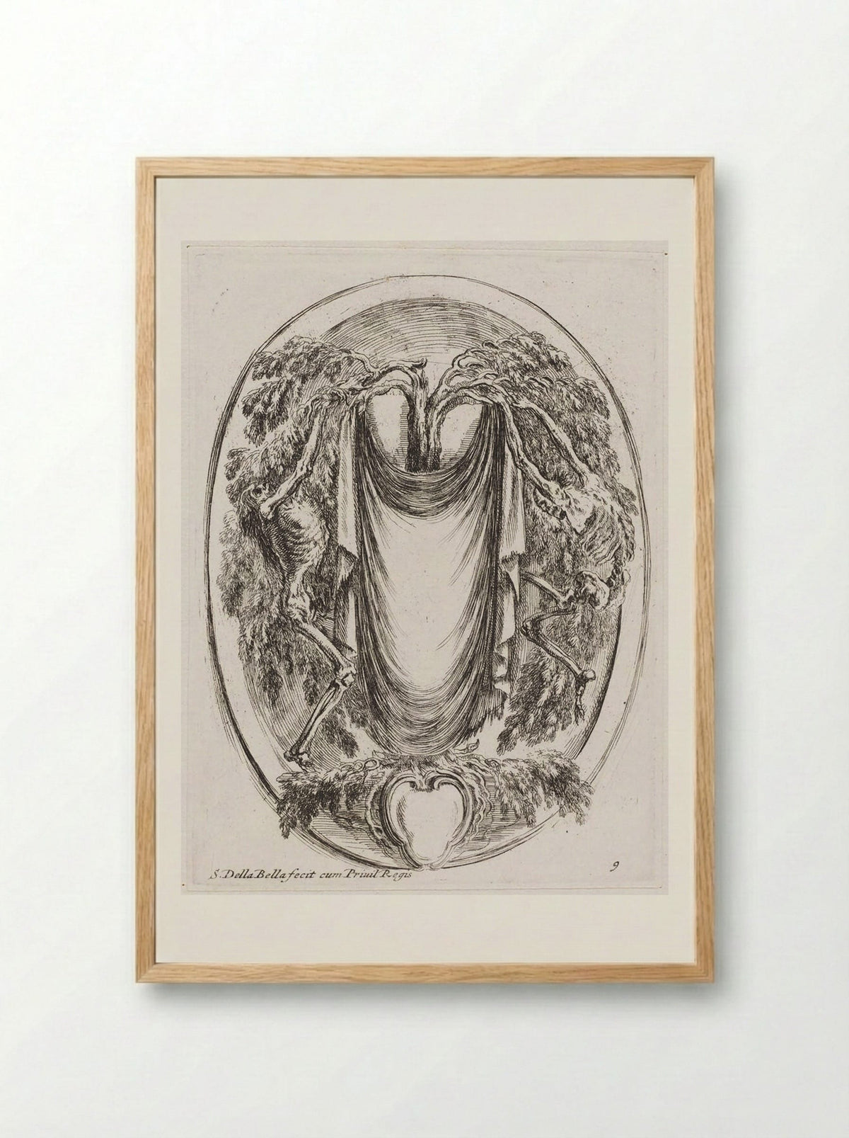 Two Skeletons Splitting Apart a Tree - Stefano Della Bella - Framed Print Wood