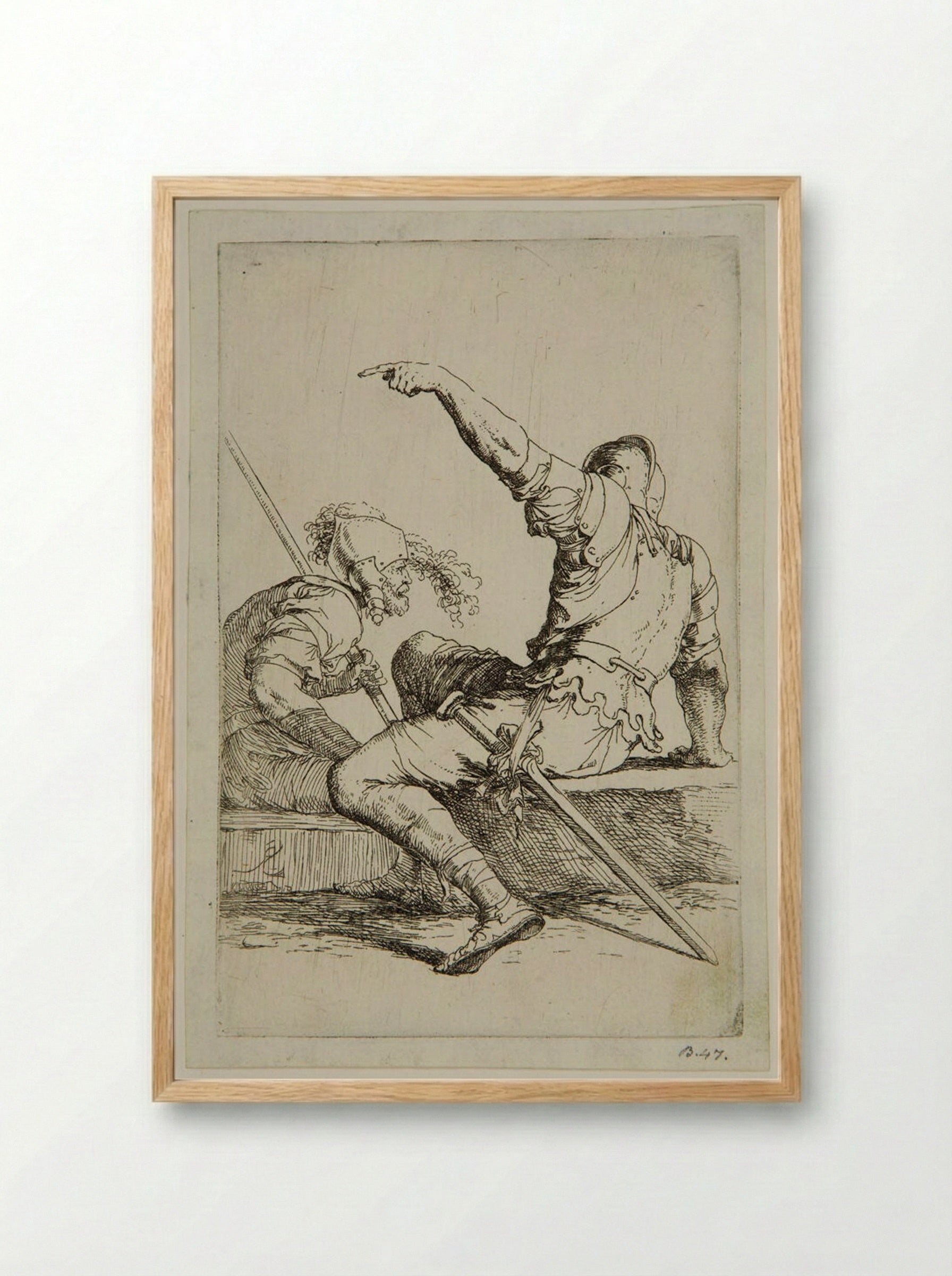 Two Soldiers Sitting in Conversation - Salvator Rosa - Framed Print Wood