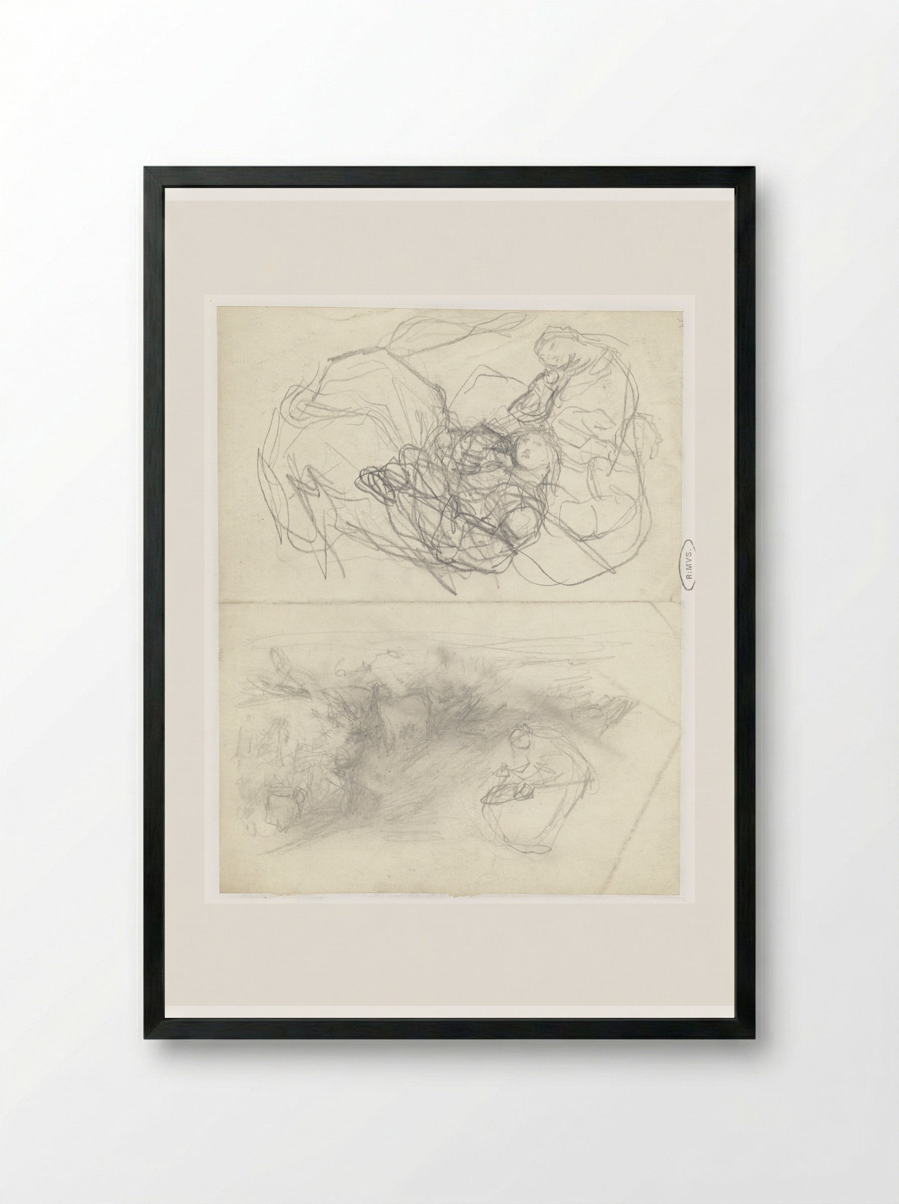 Two Studies of a Seated Woman in a Field - Matthijs Maris - Framed Print Black