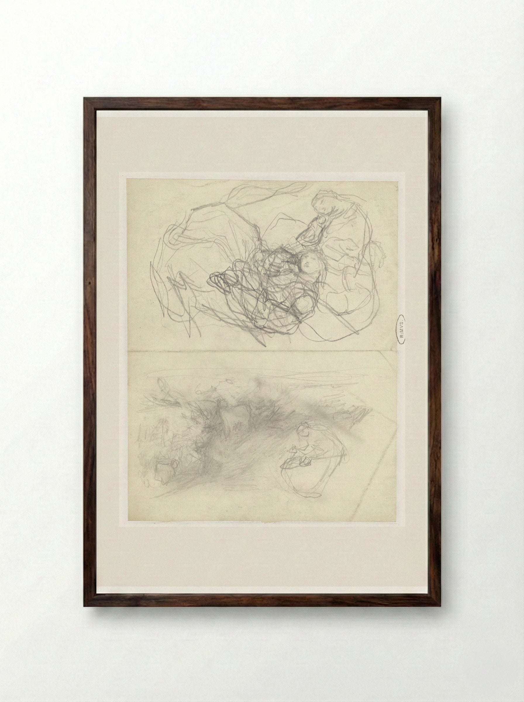 Two Studies of a Seated Woman in a Field - Matthijs Maris - Framed Print Dark Wood